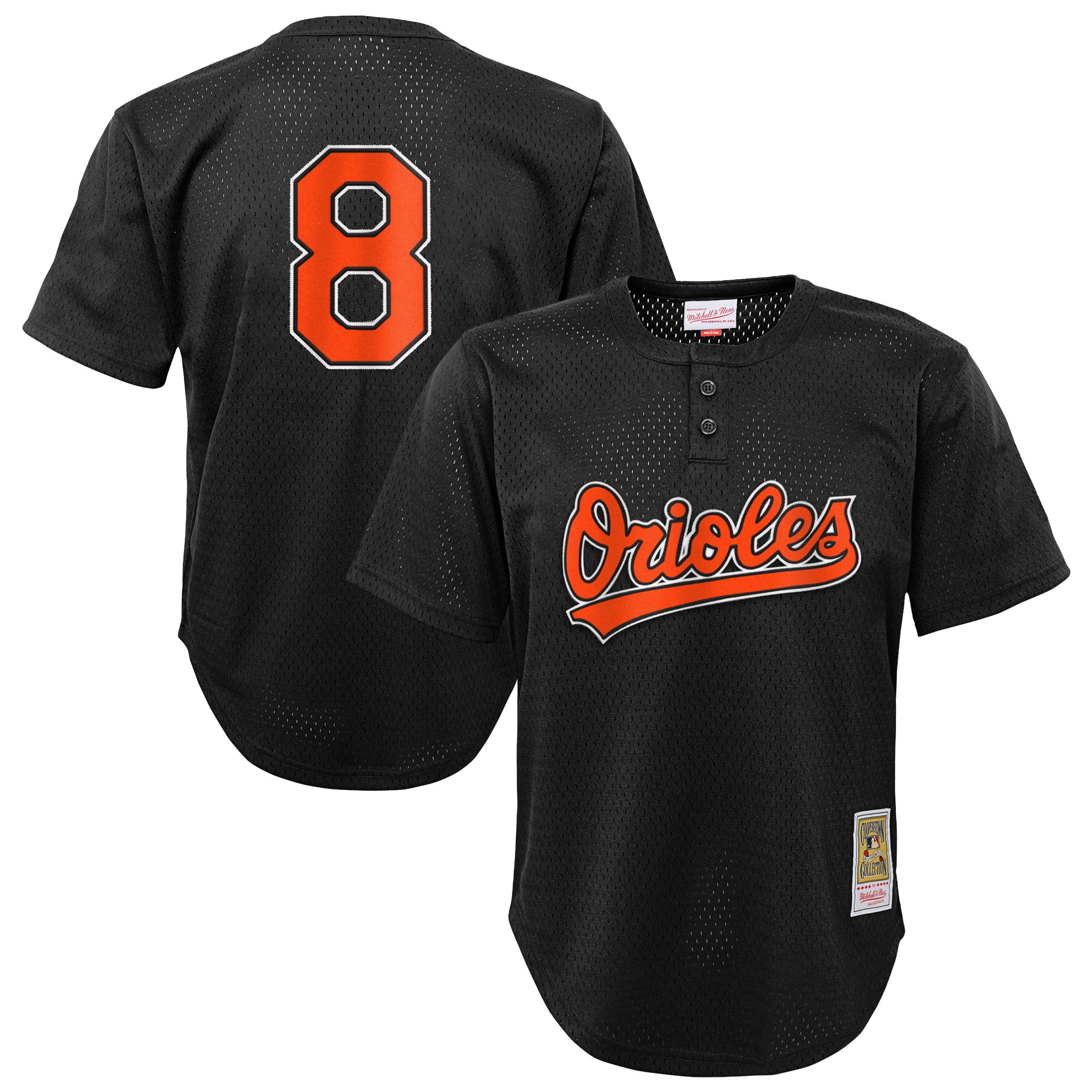 Toddler Mitchell & Ness Cal Ripken Jr. Black Baltimore Orioles Throwback Mesh Batting Practice Jersey