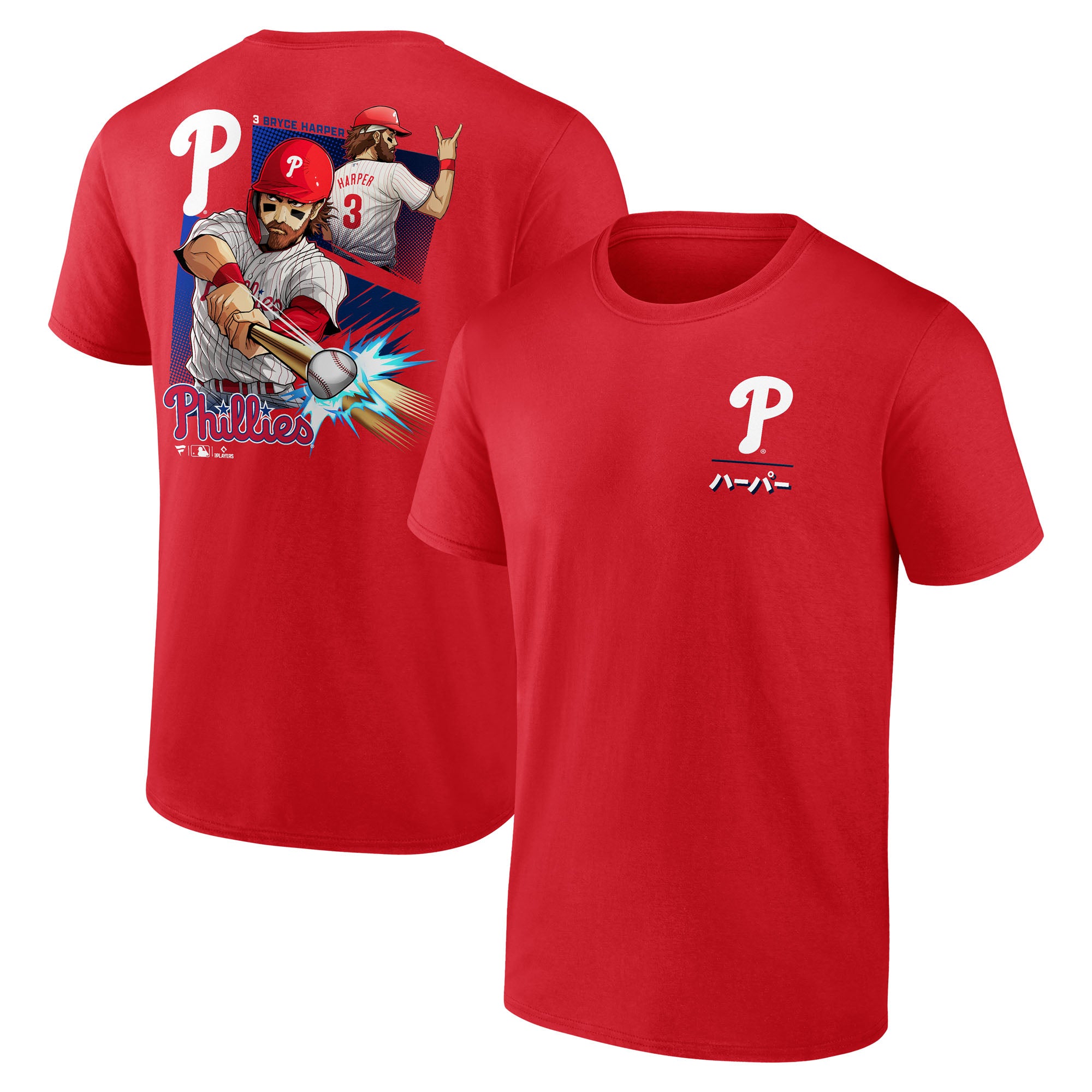 Men's Bryce Harper Red Philadelphia Phillies Anime Player T-Shirt