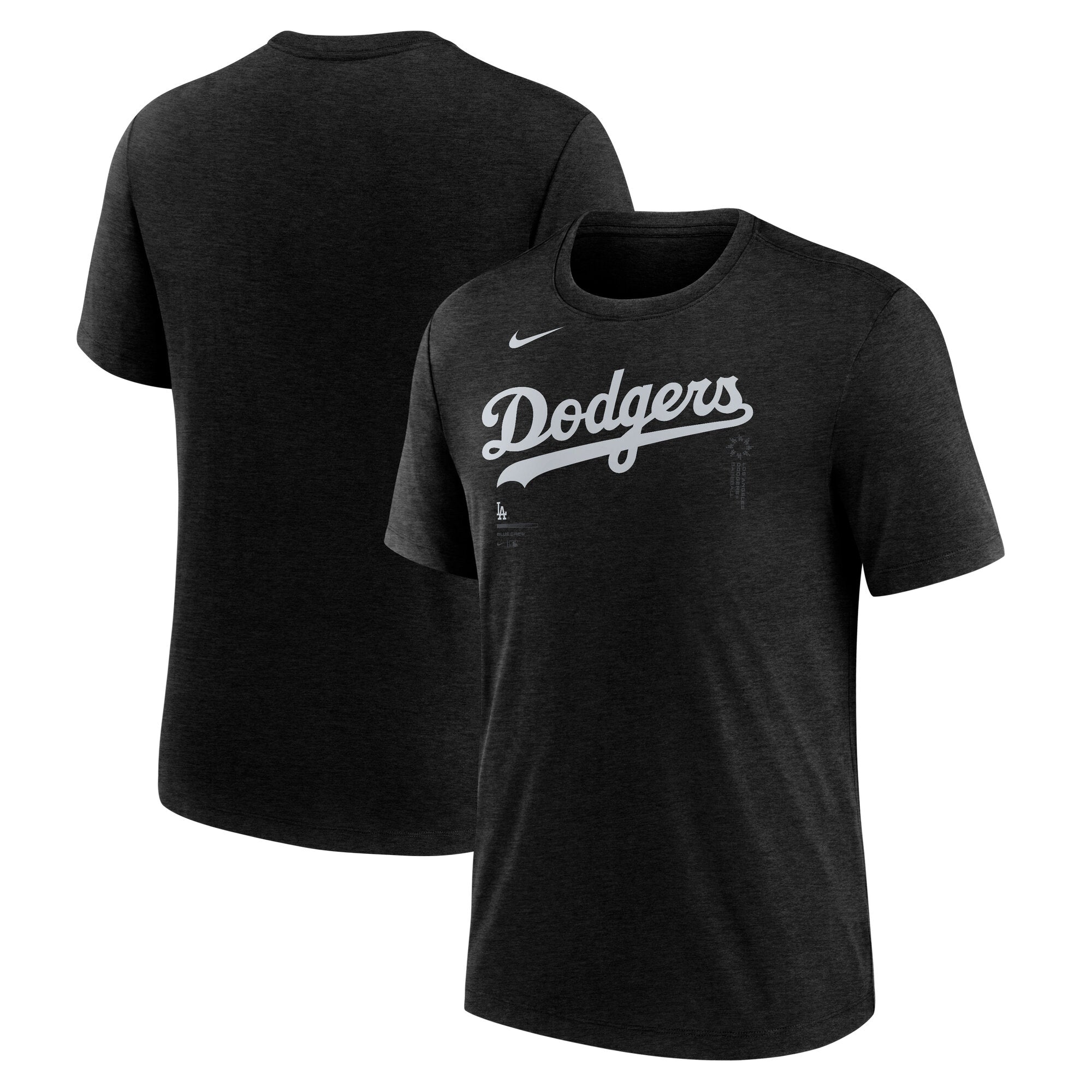 Men's Nike Heather Black Los Angeles Dodgers Wordmark Tri-Blend T-Shirt