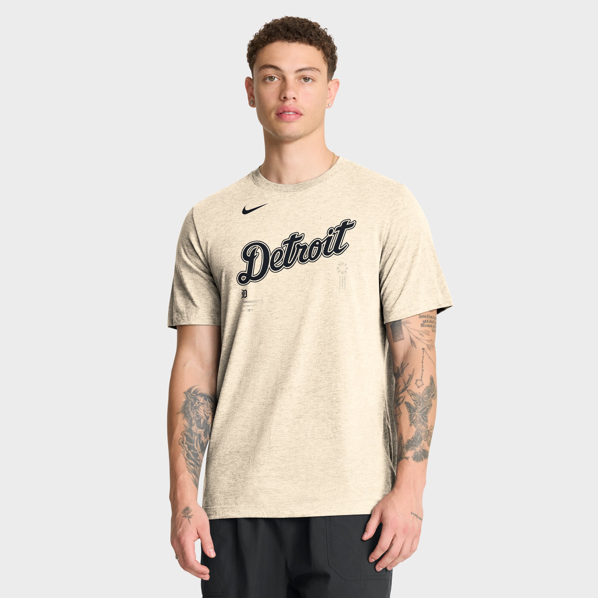 Men's Nike Natural Detroit Tigers Wordmark Tri-Blend T-Shirt