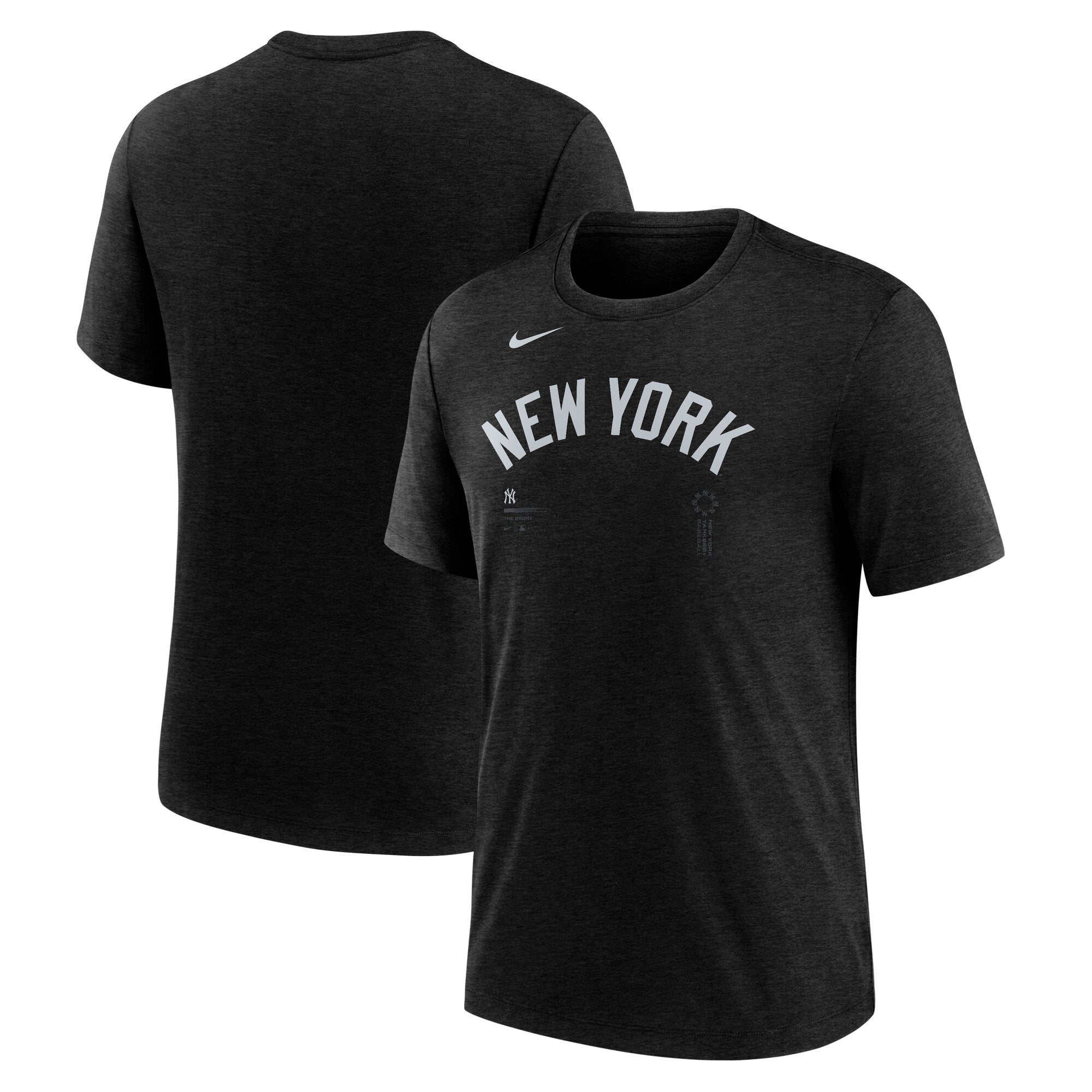 Men's Nike Heather Black New York Yankees Wordmark Tri-Blend T-Shirt