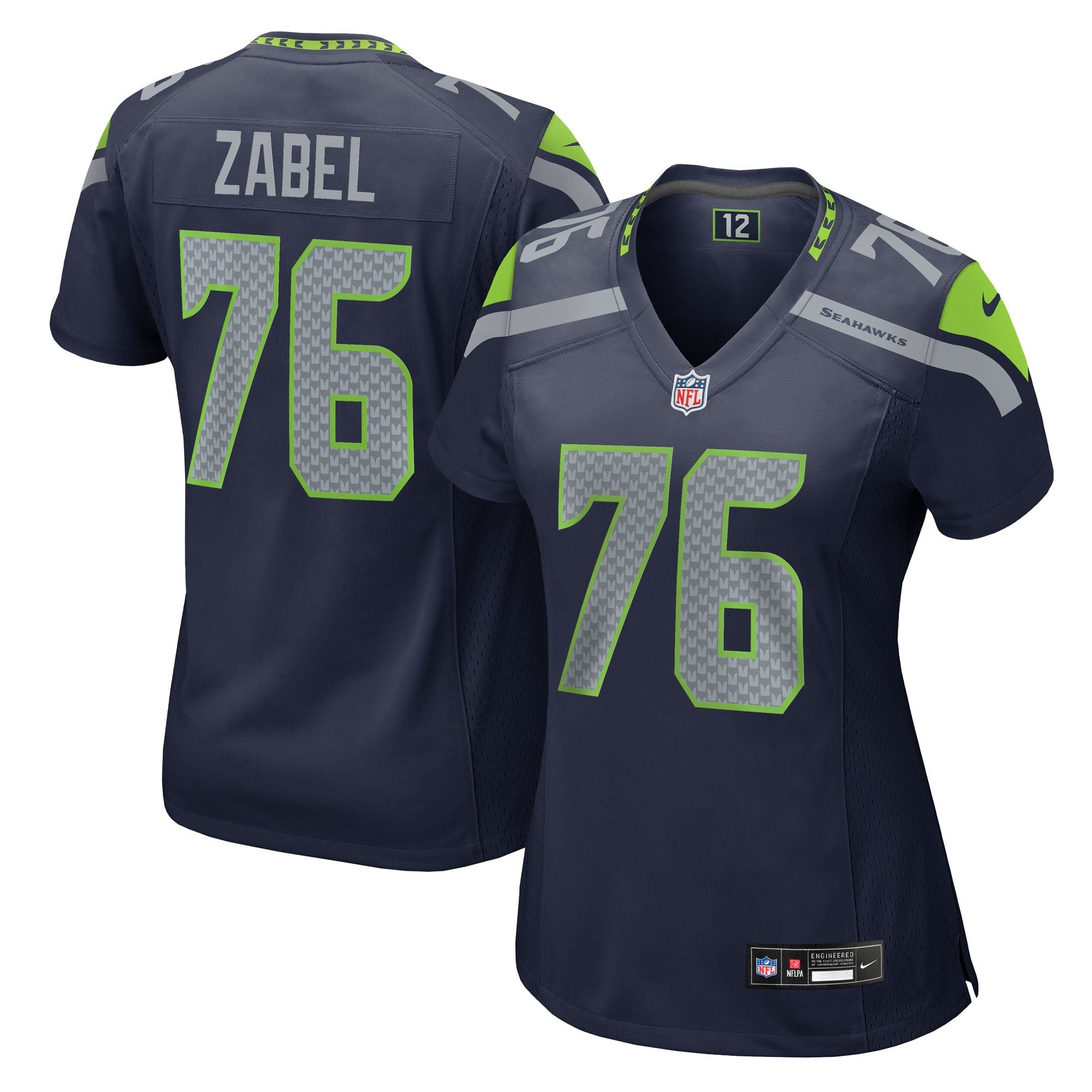 Women's Nike Grey Zabel  College Navy Seattle Seahawks Team Game Jersey