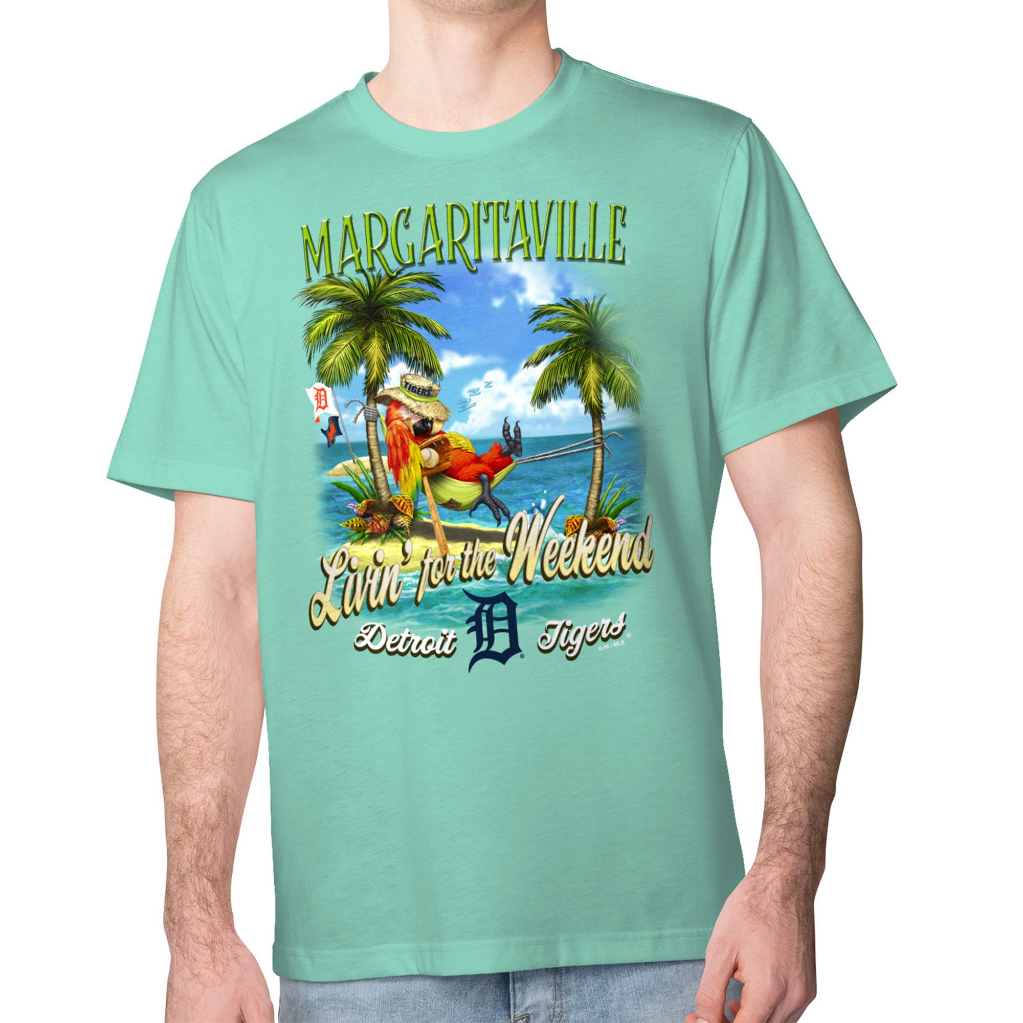 Men's Margaritaville Mint Detroit Tigers Livin' for the Weekend T-Shirt