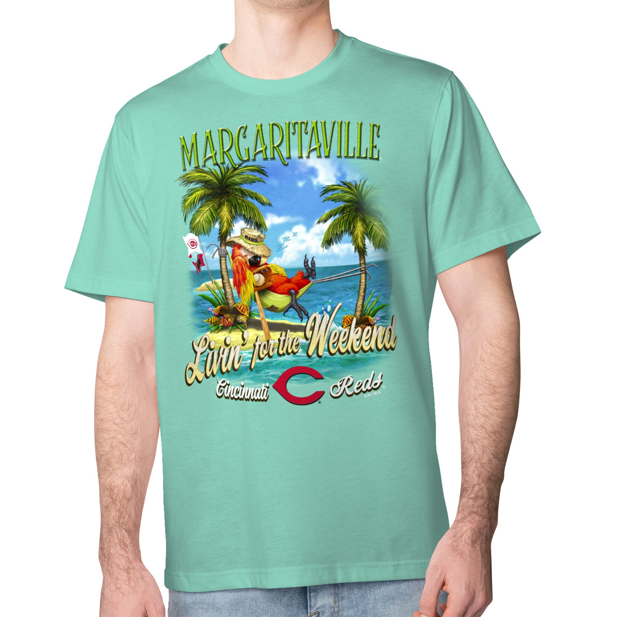 Men's Margaritaville Mint Cincinnati Reds Livin' for the Weekend T-Shirt