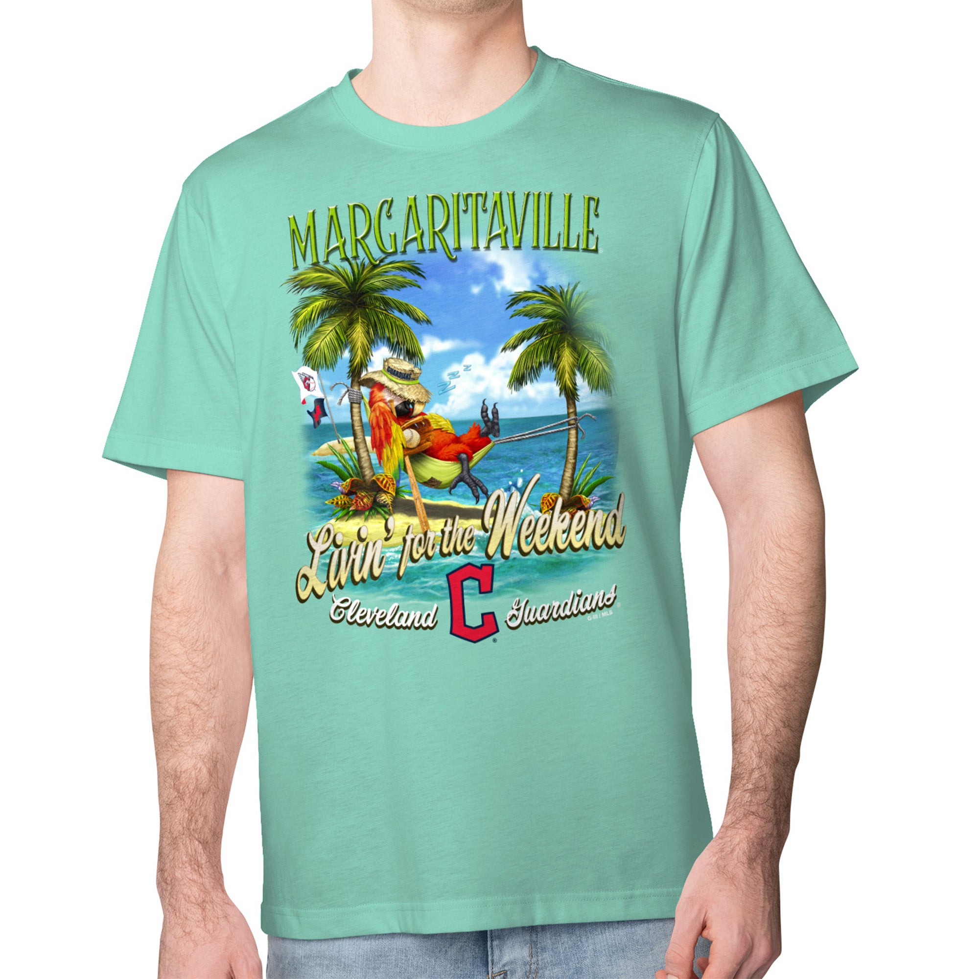 Men's Margaritaville Mint Cleveland Guardians Livin' for the Weekend T-Shirt