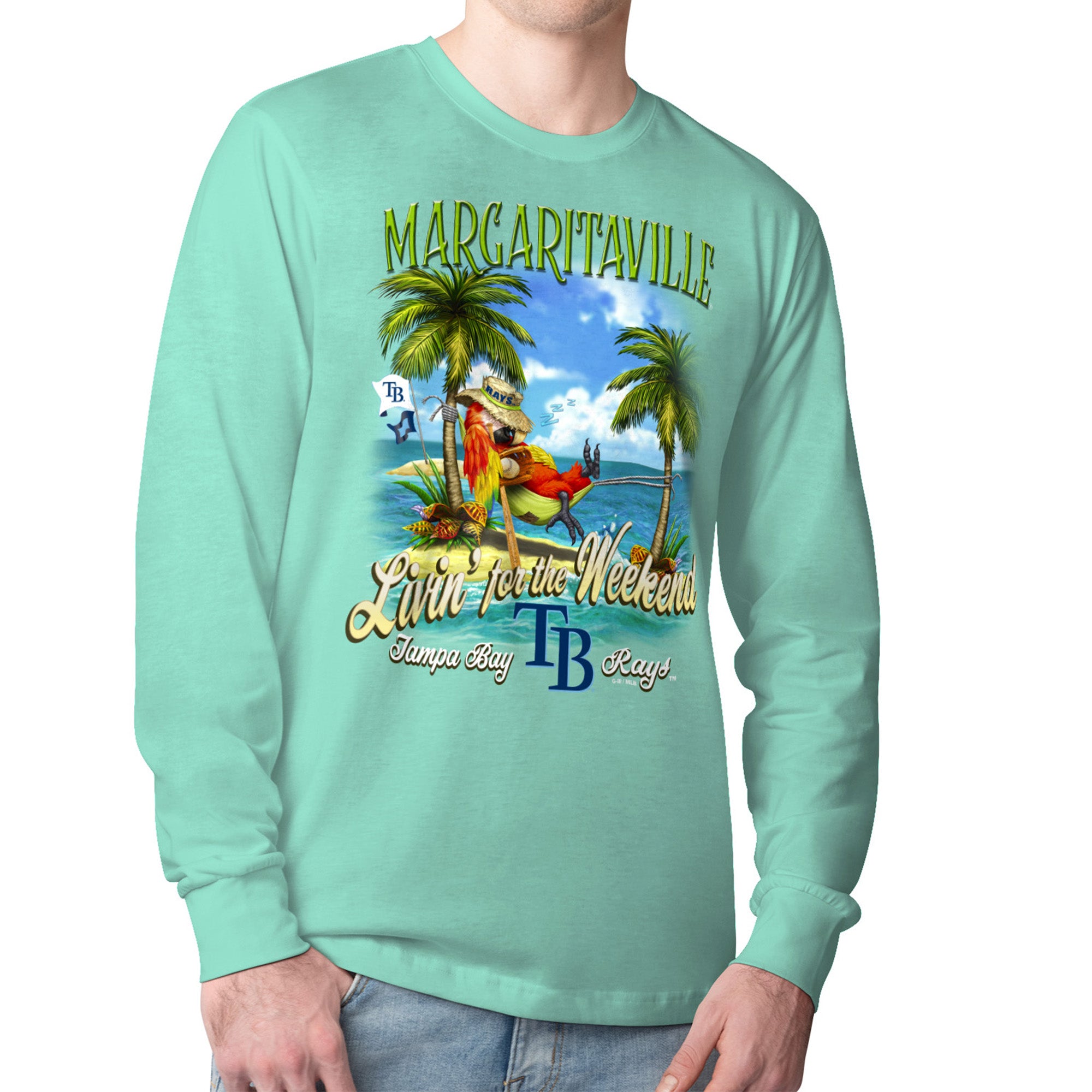 Men's Margaritaville Mint Tampa Bay Rays Livin' for the Weekend Long Sleeve T-Shirt