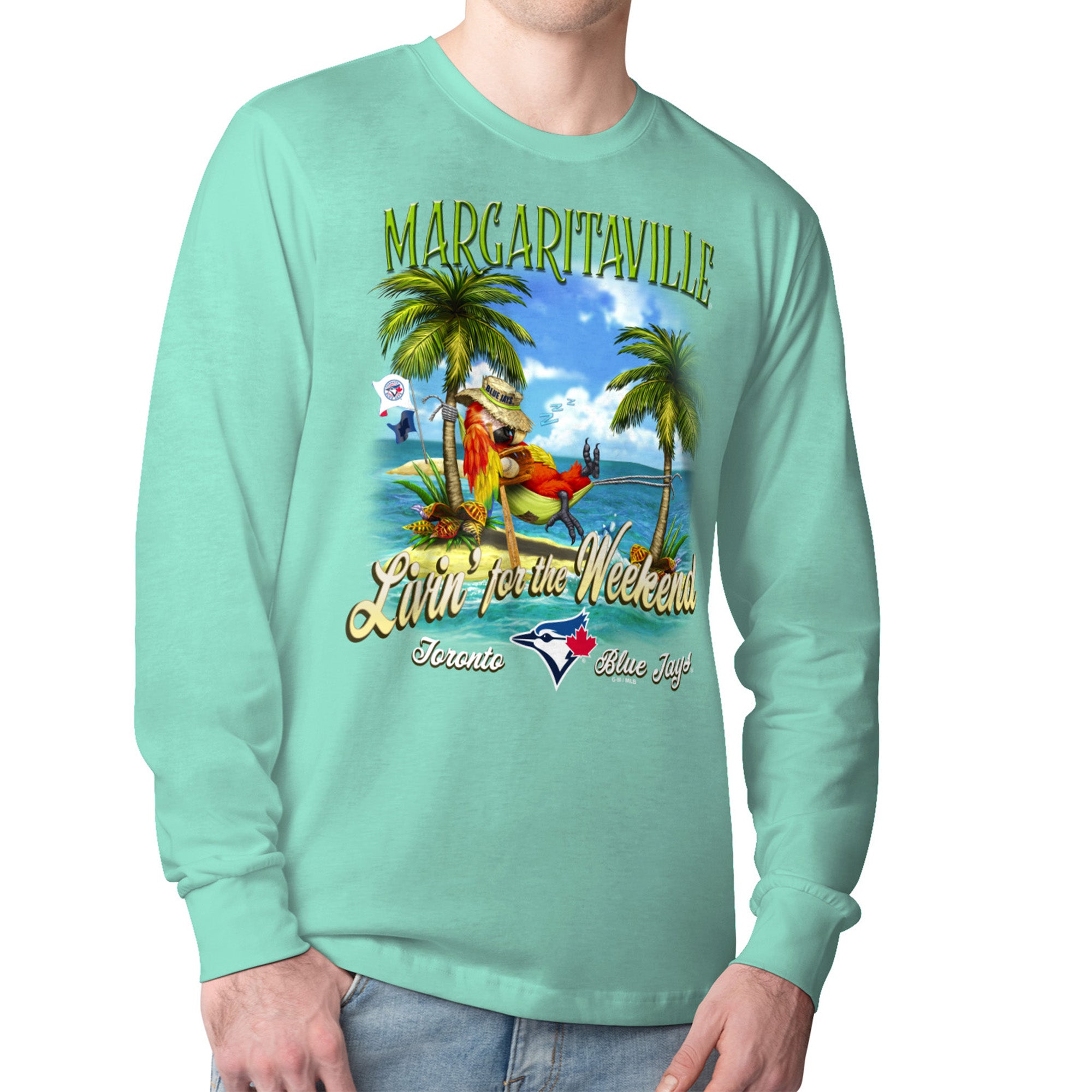 Men's Margaritaville Mint Toronto Blue Jays Livin' for the Weekend Long Sleeve T-Shirt