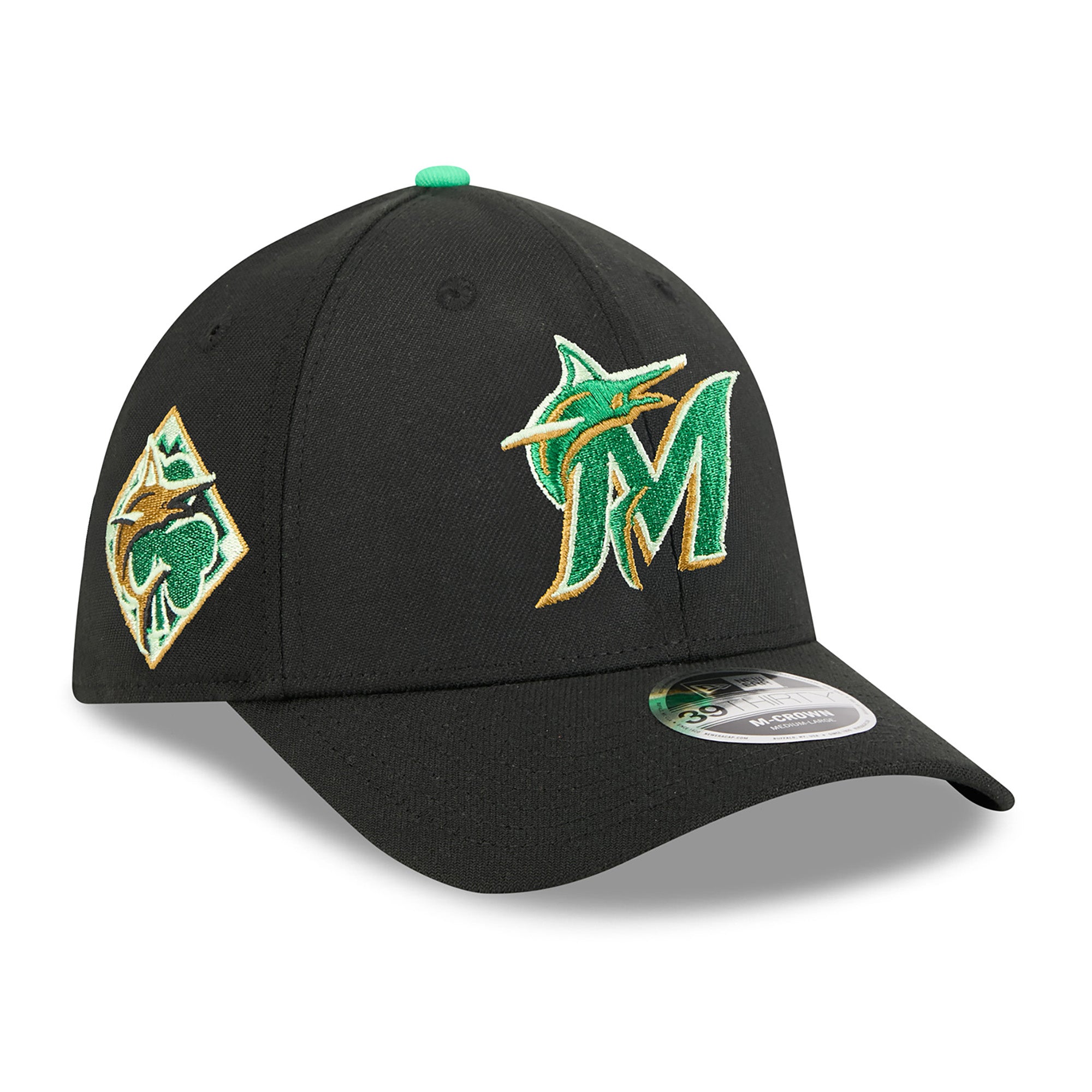 Men's New Era  Black Miami Marlins 2026 St. Patrick's Day 39THIRTY Flex Hat