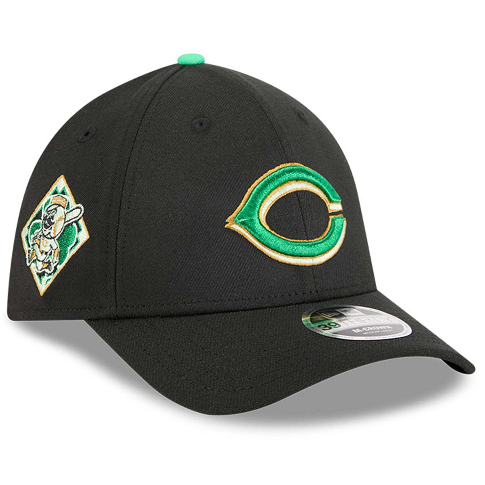 Men's New Era Black Cincinnati Reds 2026 St. Patrick's Day 39THIRTY Fl ...
