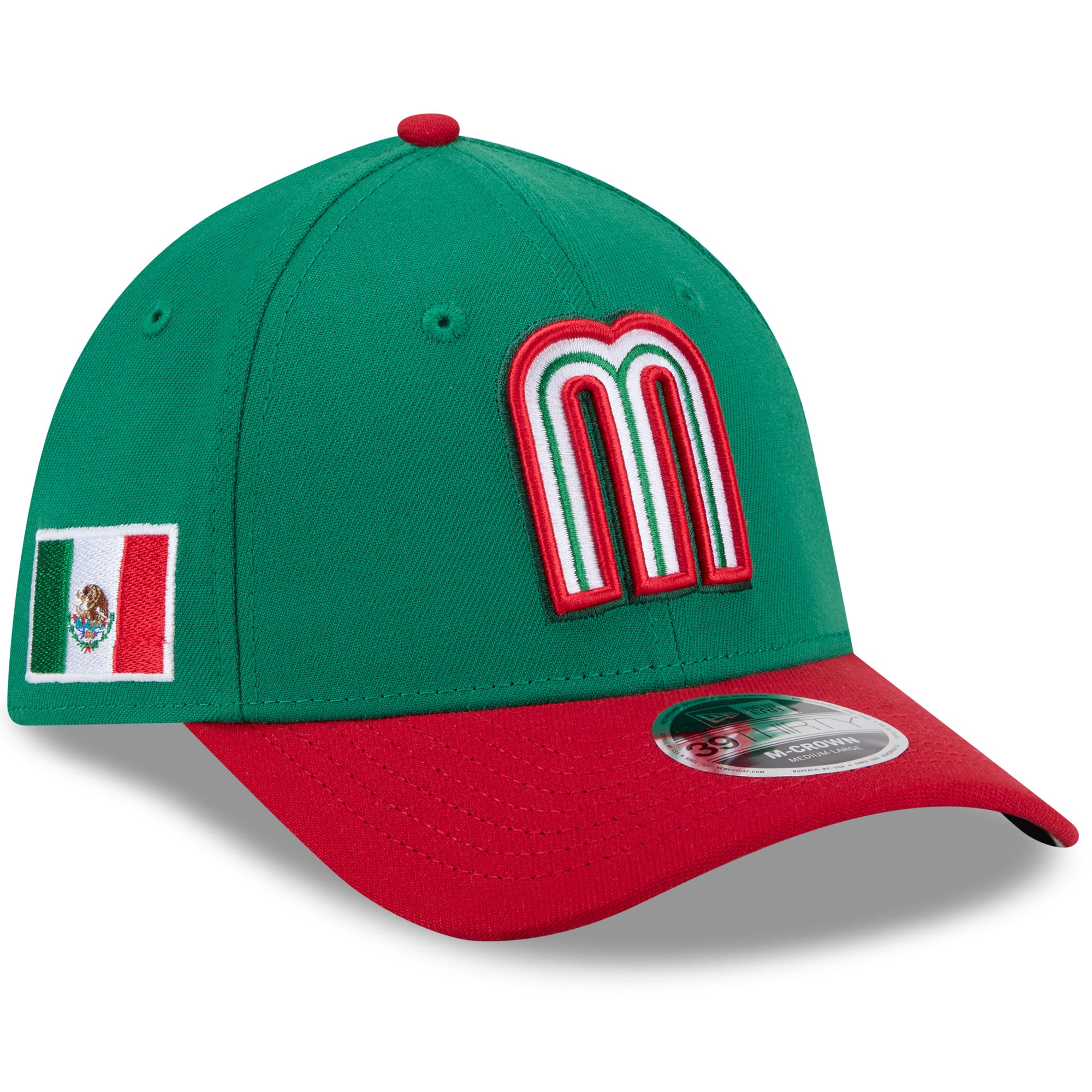 Men's New Era  Green/Red Mexico Baseball 2026 World Baseball Classic M-Crown 39THIRTY Flex Hat