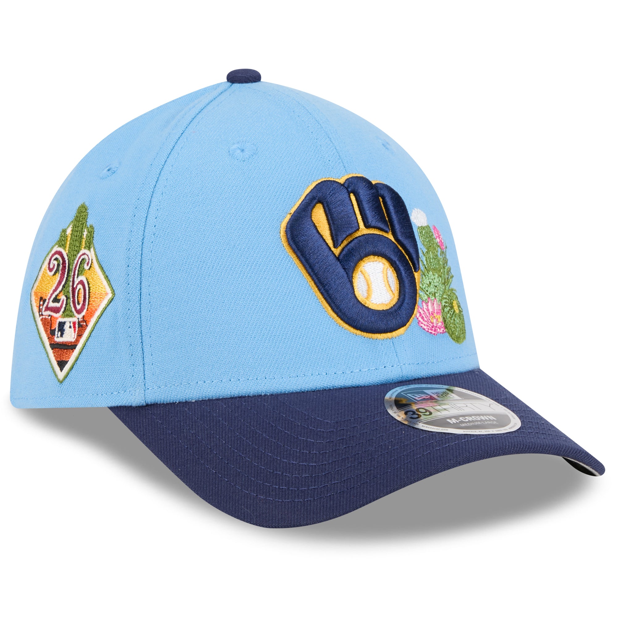 Men's New Era  Light Blue/Navy Milwaukee Brewers 2026 Spring Training M-Crown 39THIRTY Flex Hat