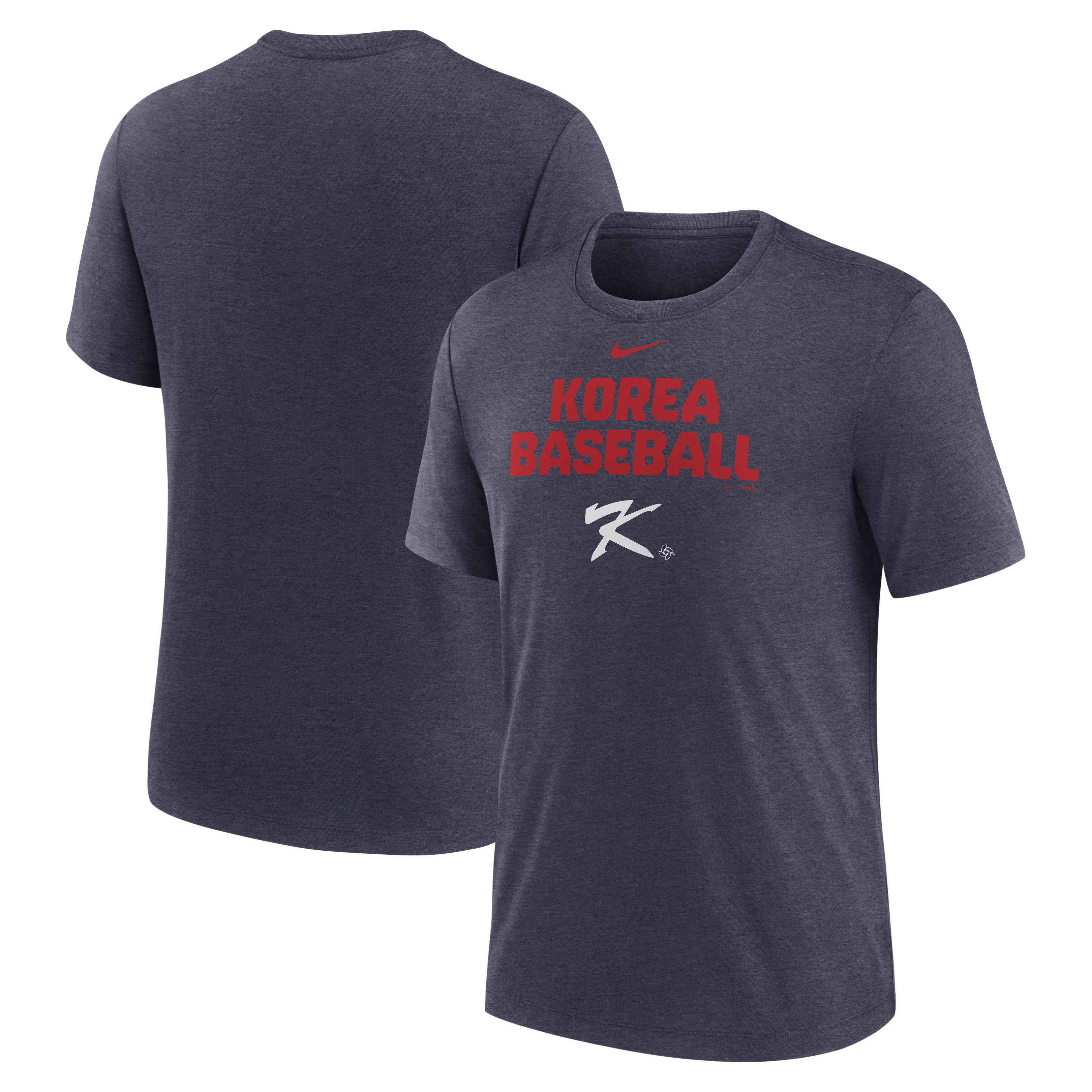 Men's Nike Heather Navy Korea Baseball 2026 World Baseball Classic Stacked Tri-Blend T-Shirt