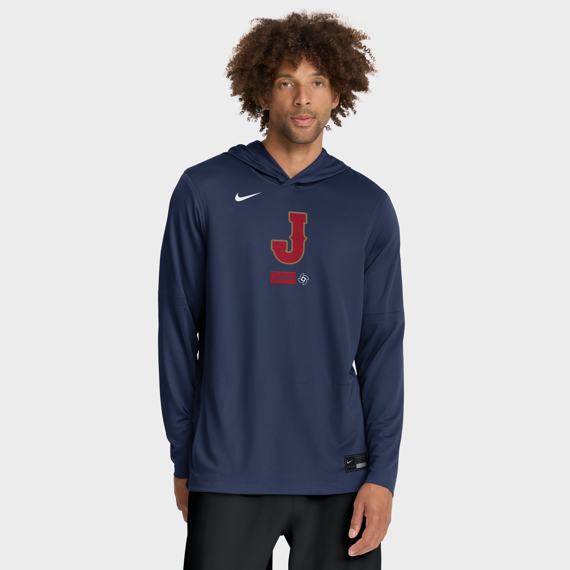 Men's Nike Navy Japan Baseball 2026 World Baseball Classic Authentic Collection Dri-FIT Long Sleeve Hooded T-Shirt