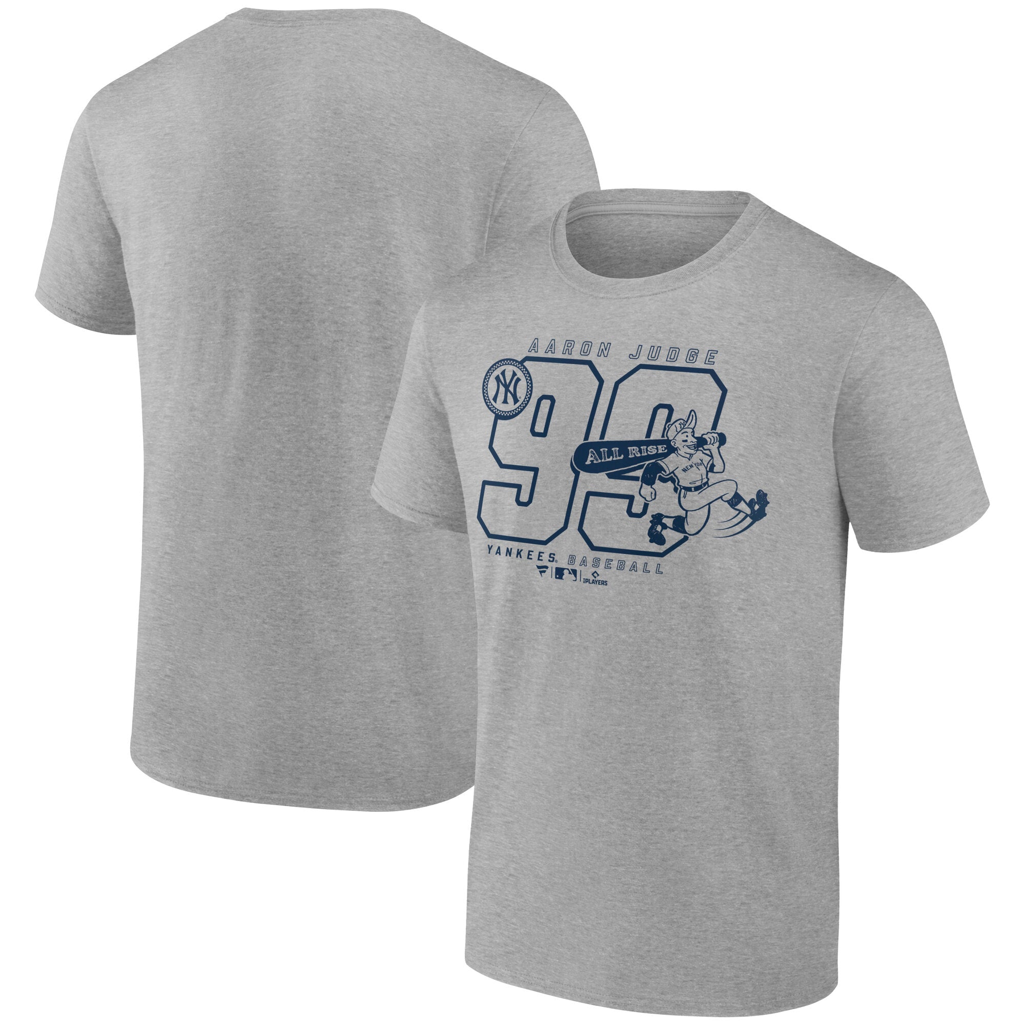 Men's Aaron Judge Heather Gray New York Yankees Number Nickname T-Shirt