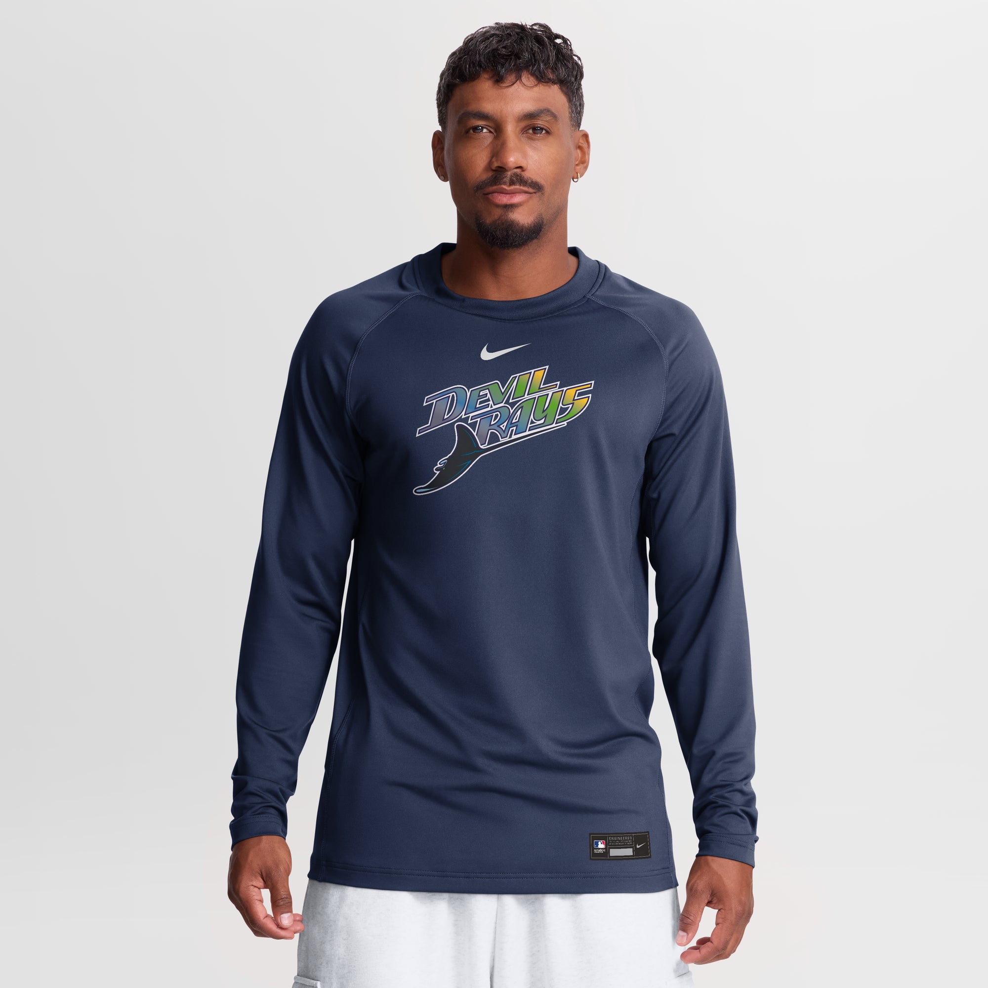 Men's Nike Navy Tampa Bay Rays Authentic Collection Game Time Raglan Long Sleeve T-Shirt