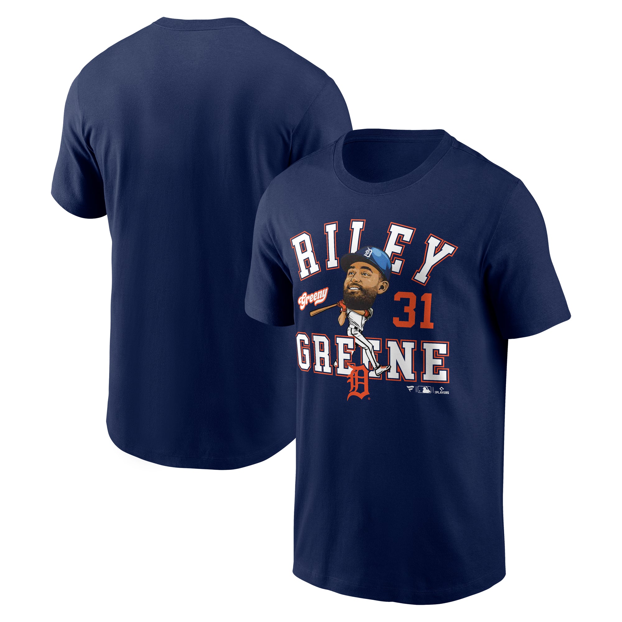 Men's Fanatics Riley Greene Navy Detroit Tigers Hometown Caricature T-Shirt
