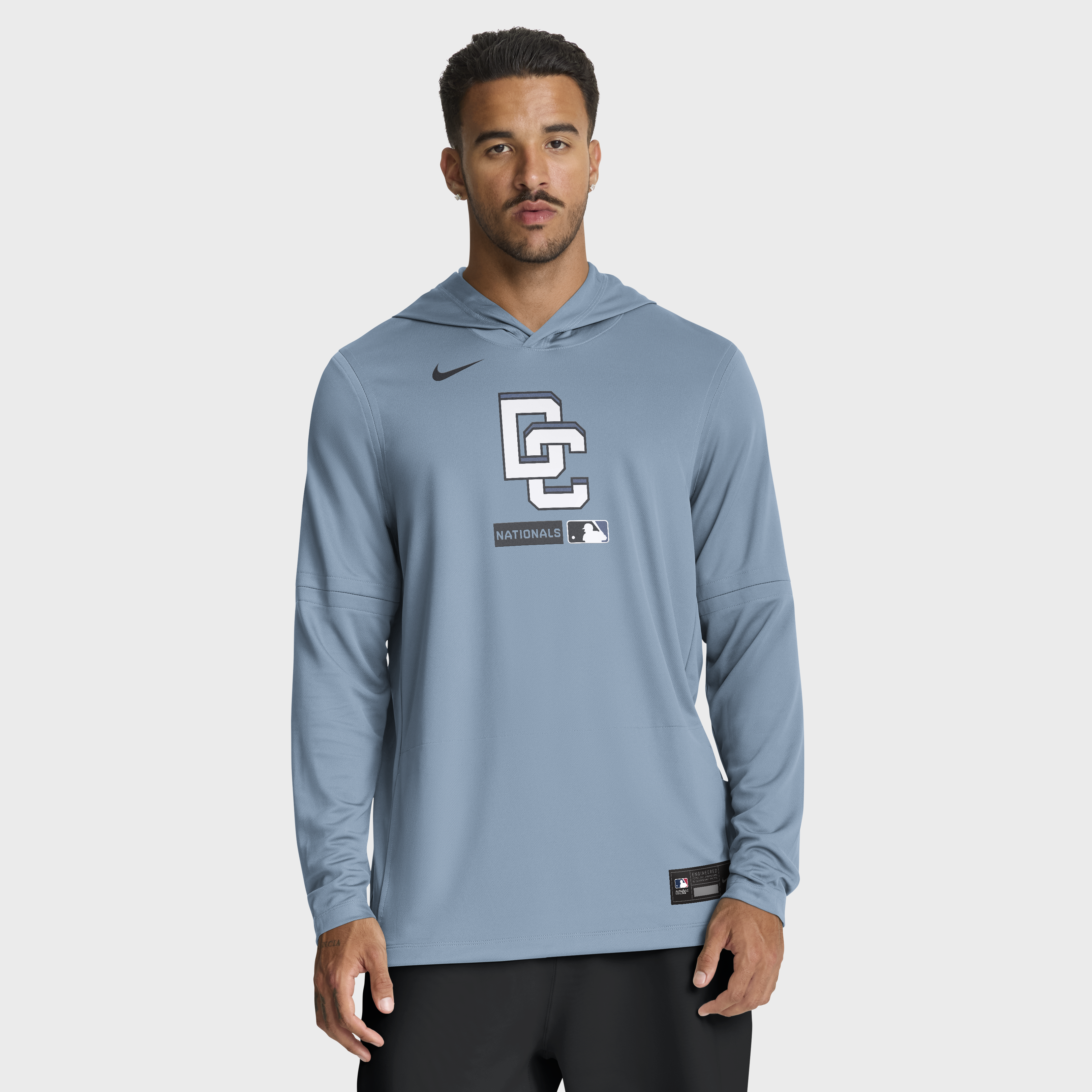 Men's Nike Blue Washington Nationals City Connect Dri-FIT Long Sleeve Hooded T-Shirt