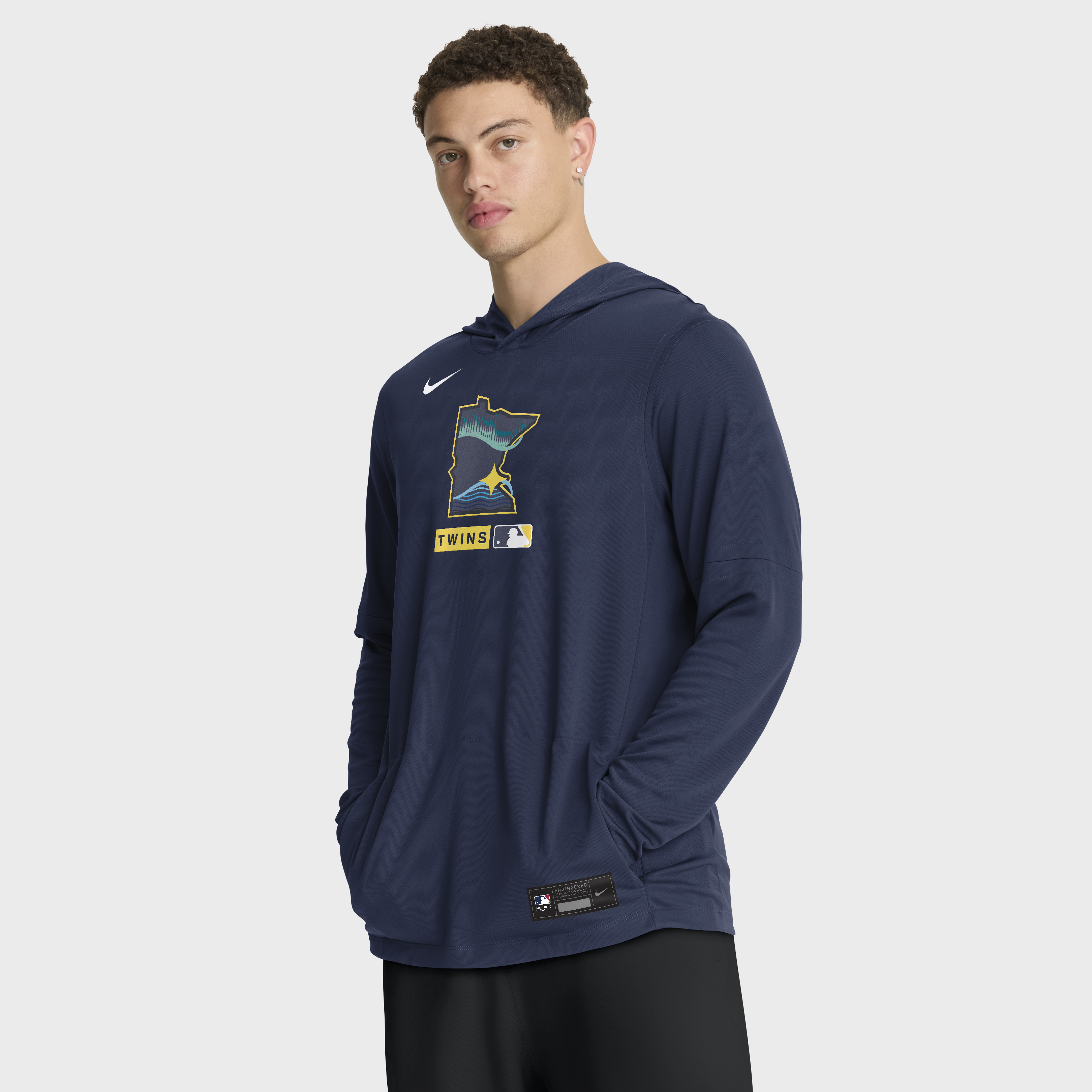 Men's Nike Navy Minnesota Twins City Connect Dri-FIT Long Sleeve Hooded T-Shirt