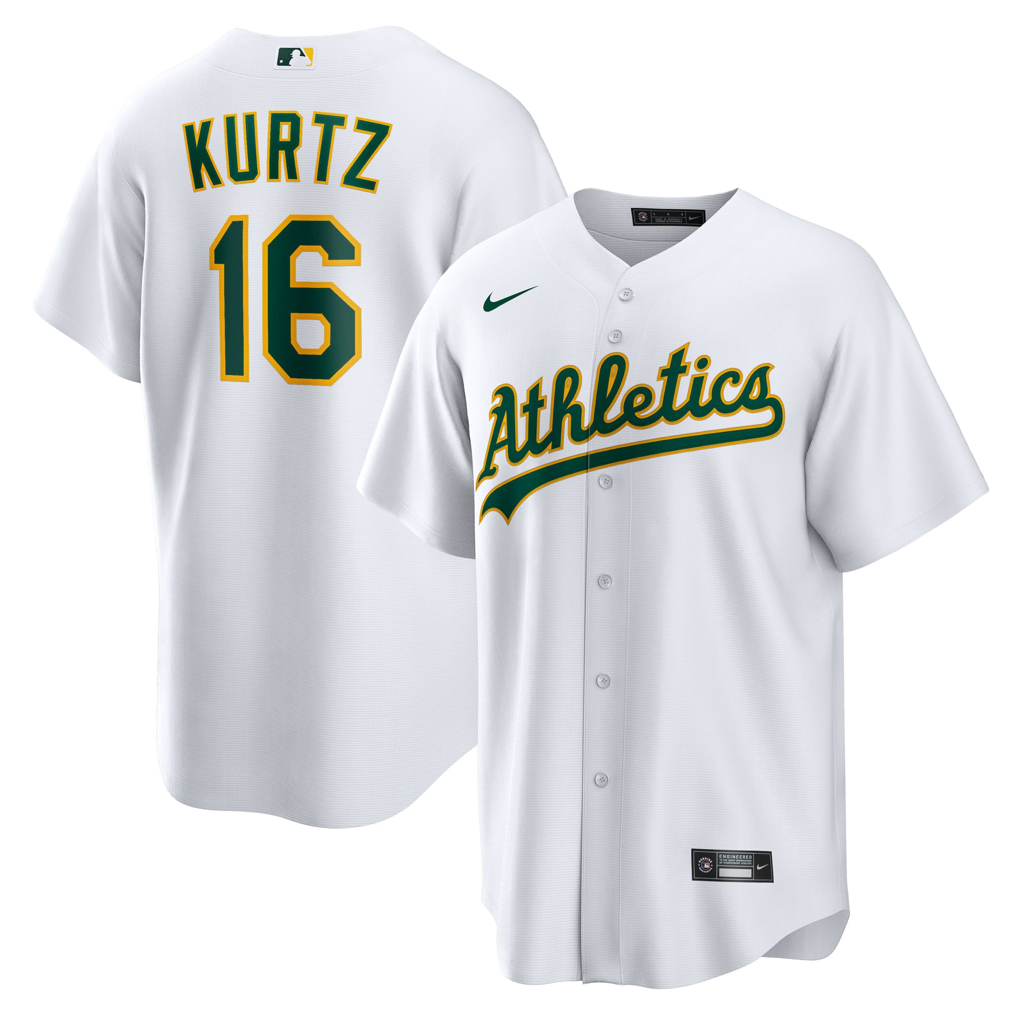 Men's Nike Nick Kurtz White Athletics Home Replica Player Jersey