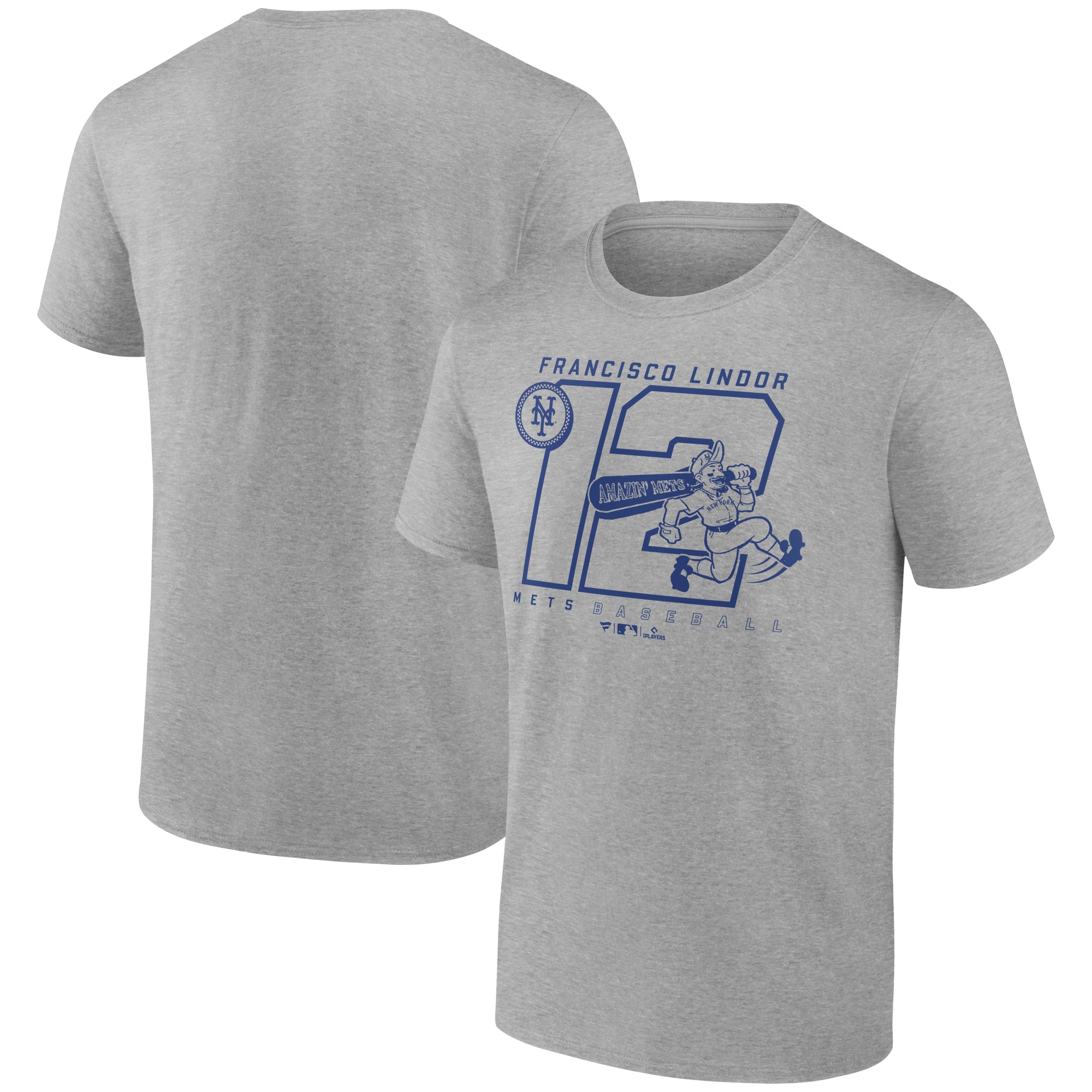 Men's Francisco Lindor Heather Gray New York Mets Player Graphic T-Shirt