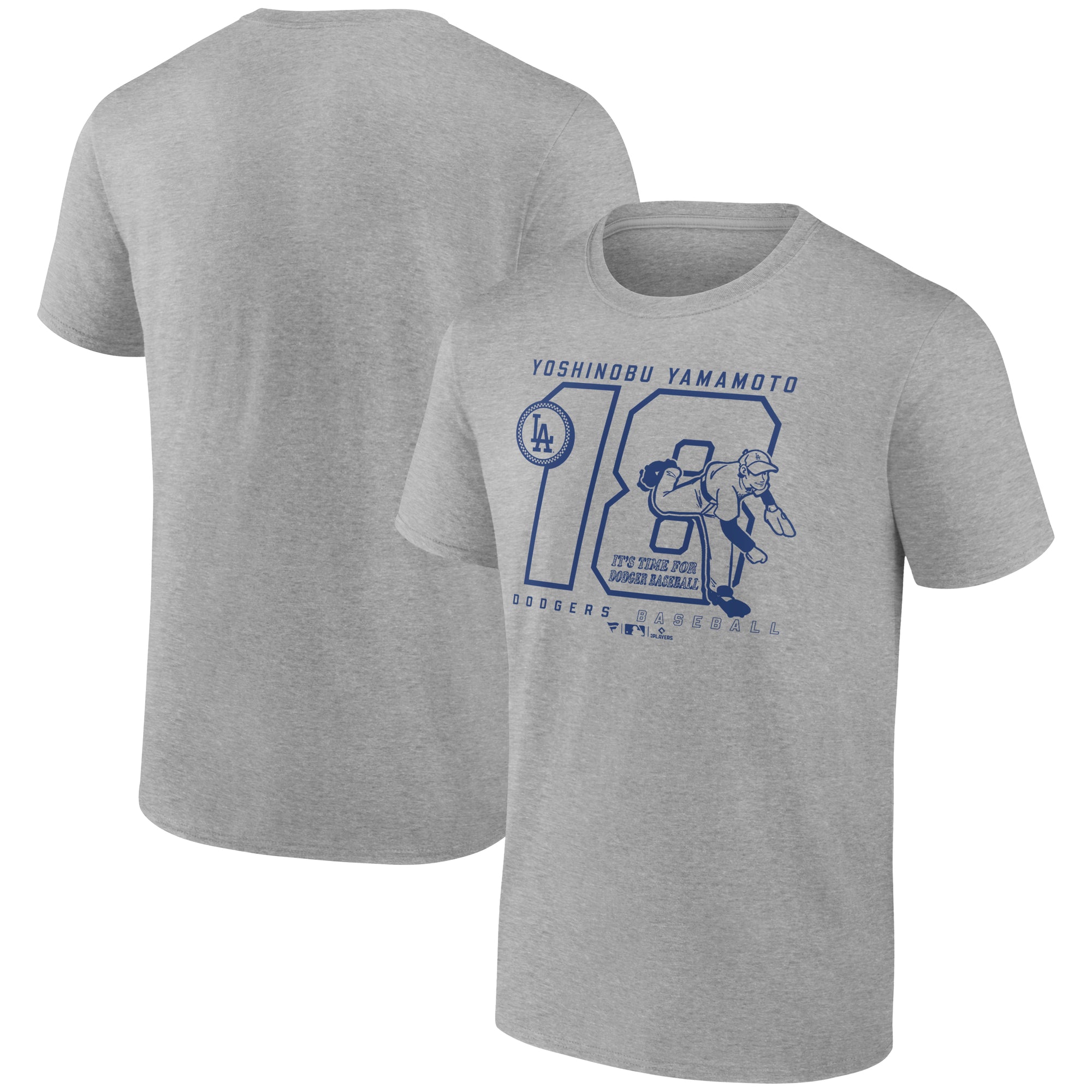Men's Yoshinobu Yamamoto Heather Gray Los Angeles Dodgers Player Graphic T-Shirt