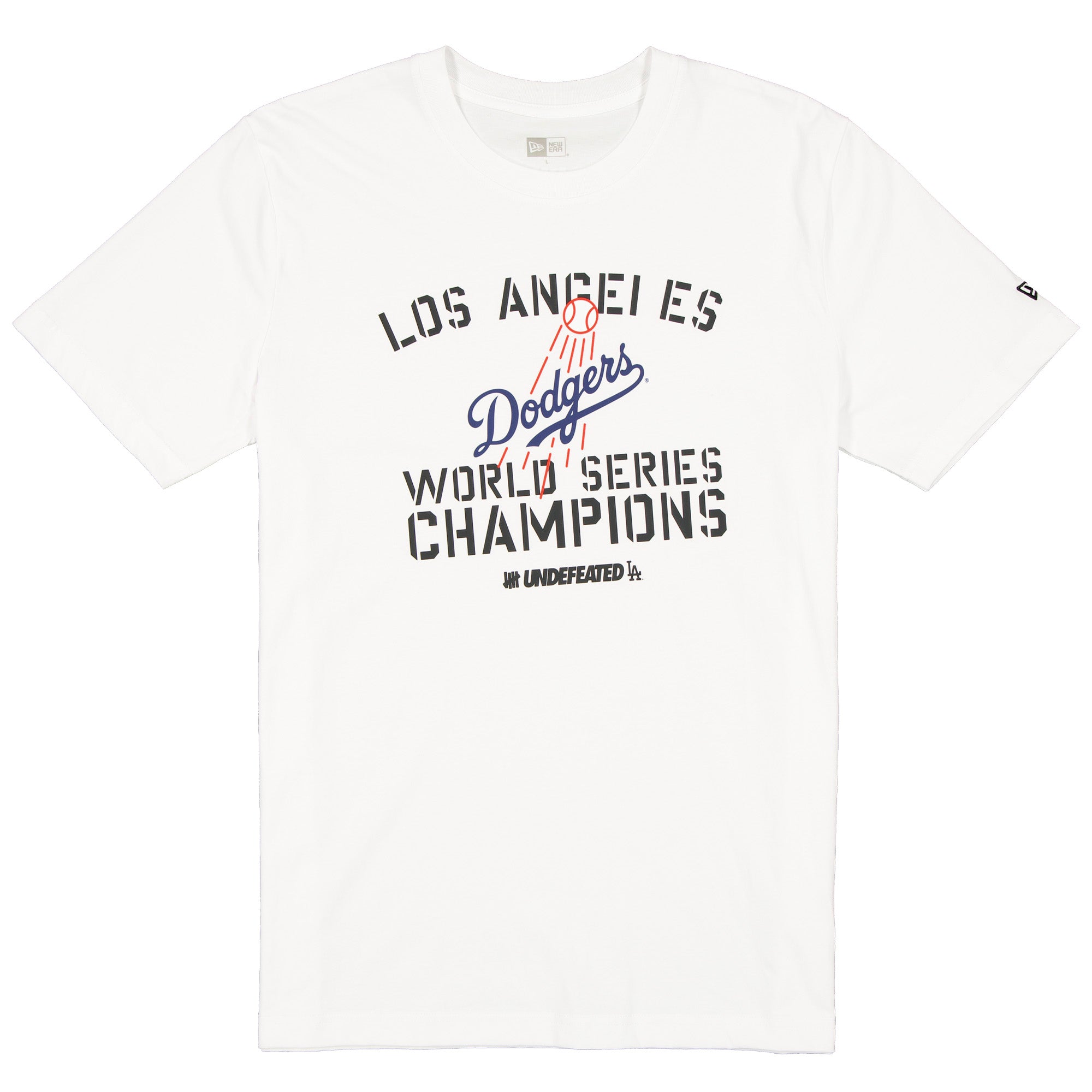 Men's New Era x Undefeated White Los Angeles Dodgers World Series Champions T-Shirt