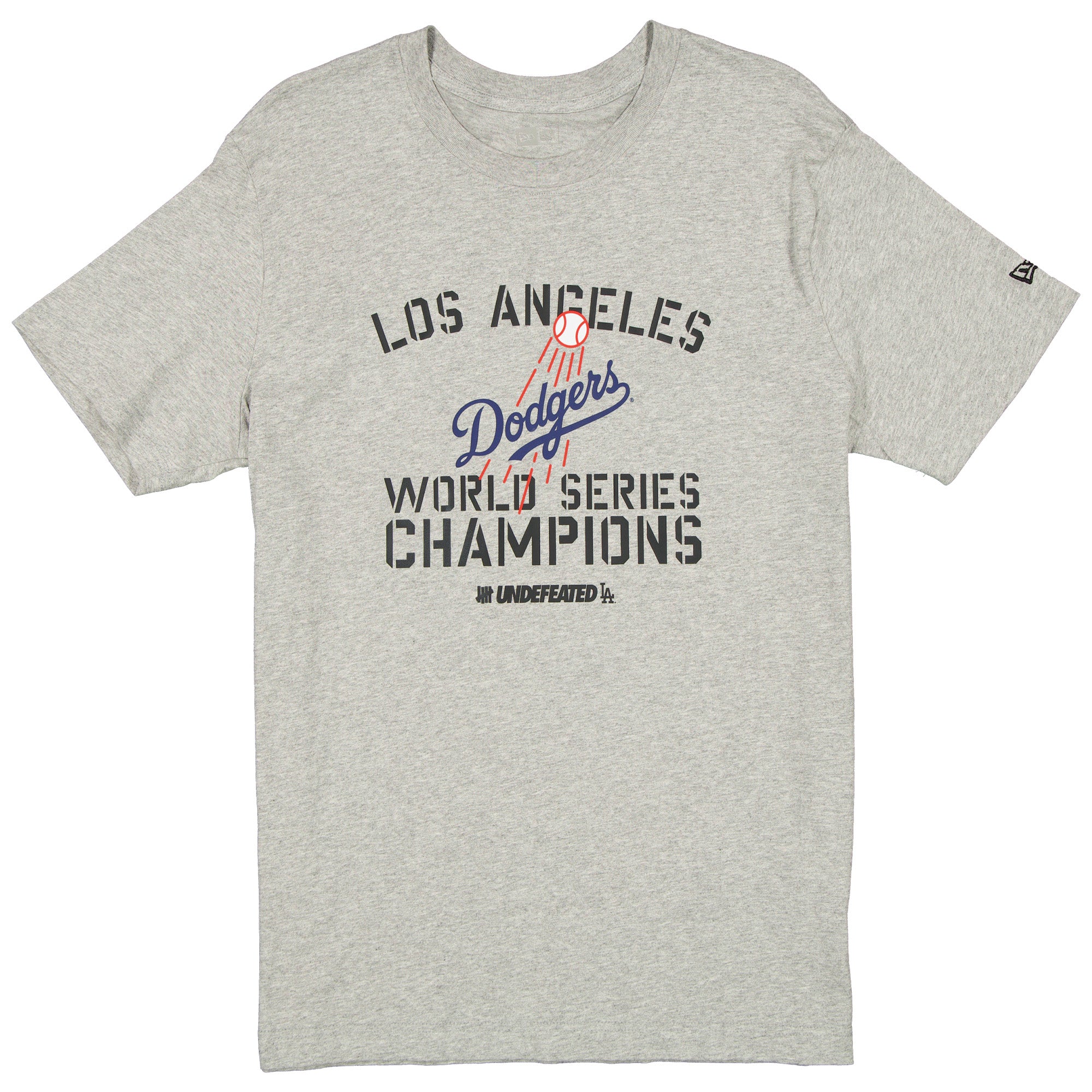 Men's New Era x Undefeated Gray Los Angeles Dodgers World Series Champions T-Shirt