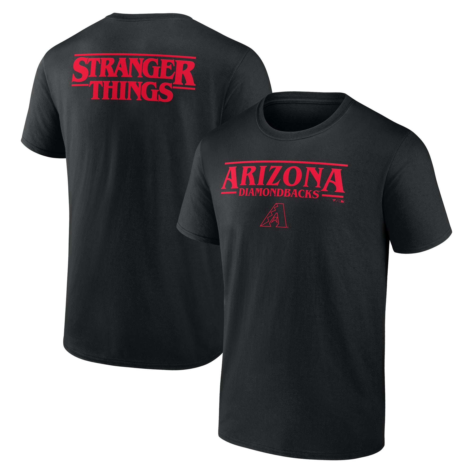 Men's Black Arizona Diamondbacks Stranger Things Logo Lockup T-Shirt