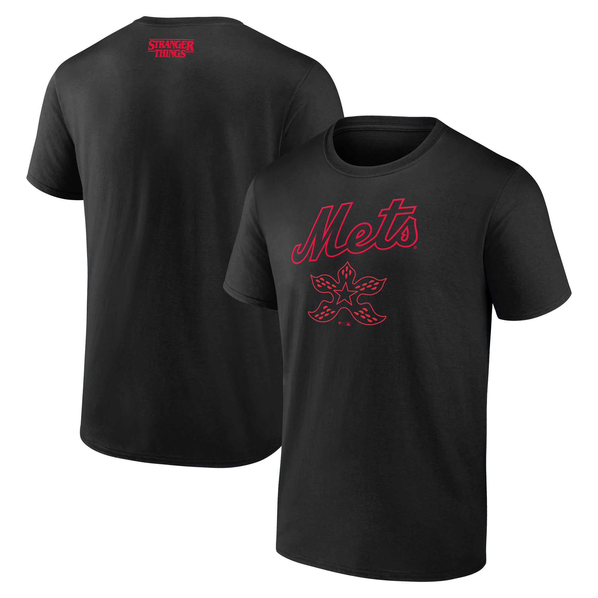 Men's Black New York Mets Stranger Things Demogorgan T-Shirt
