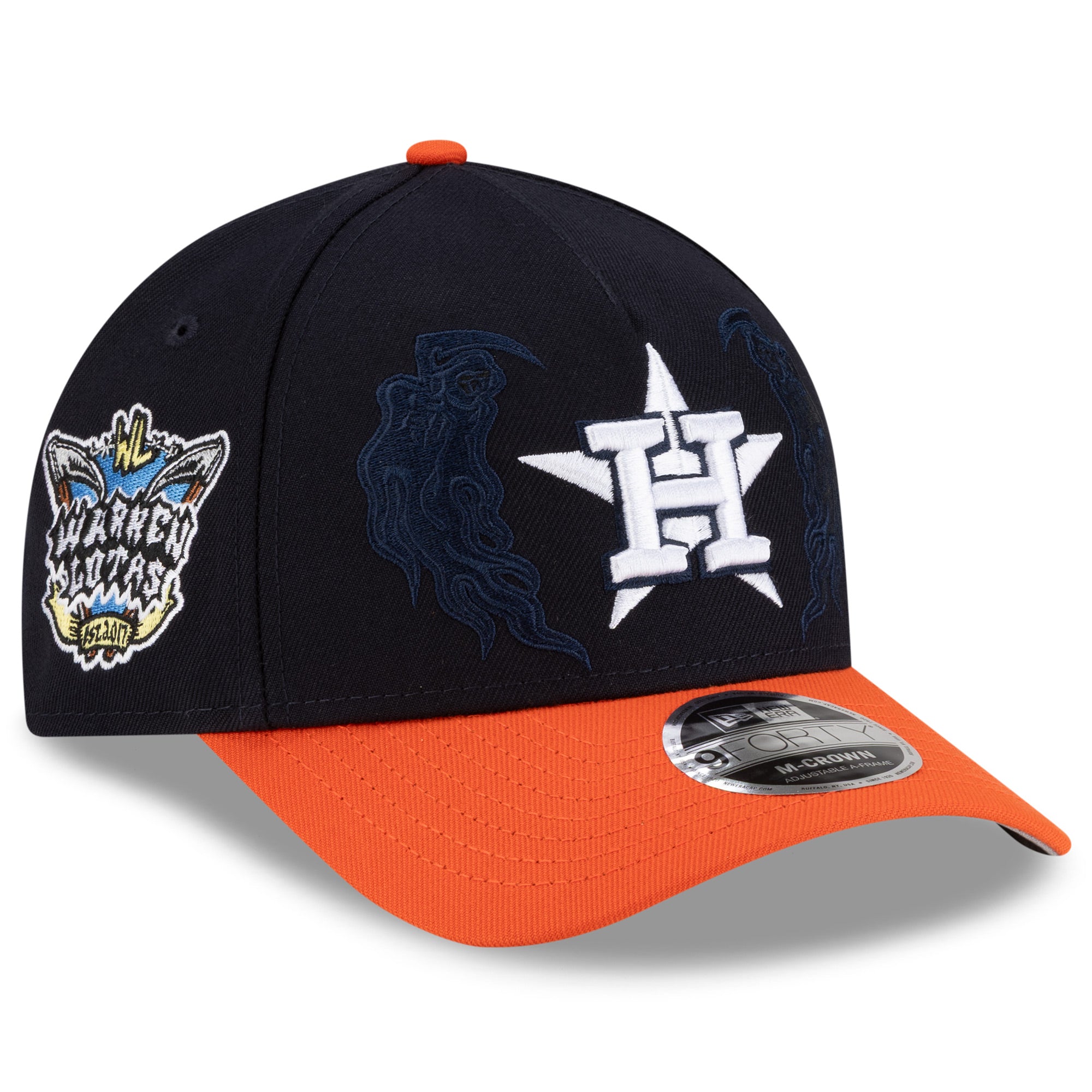 Men's New Era x Warren Lotas Navy/Orange Houston Astros 9FORTY A-Frame M-Crown Adjustable Hat