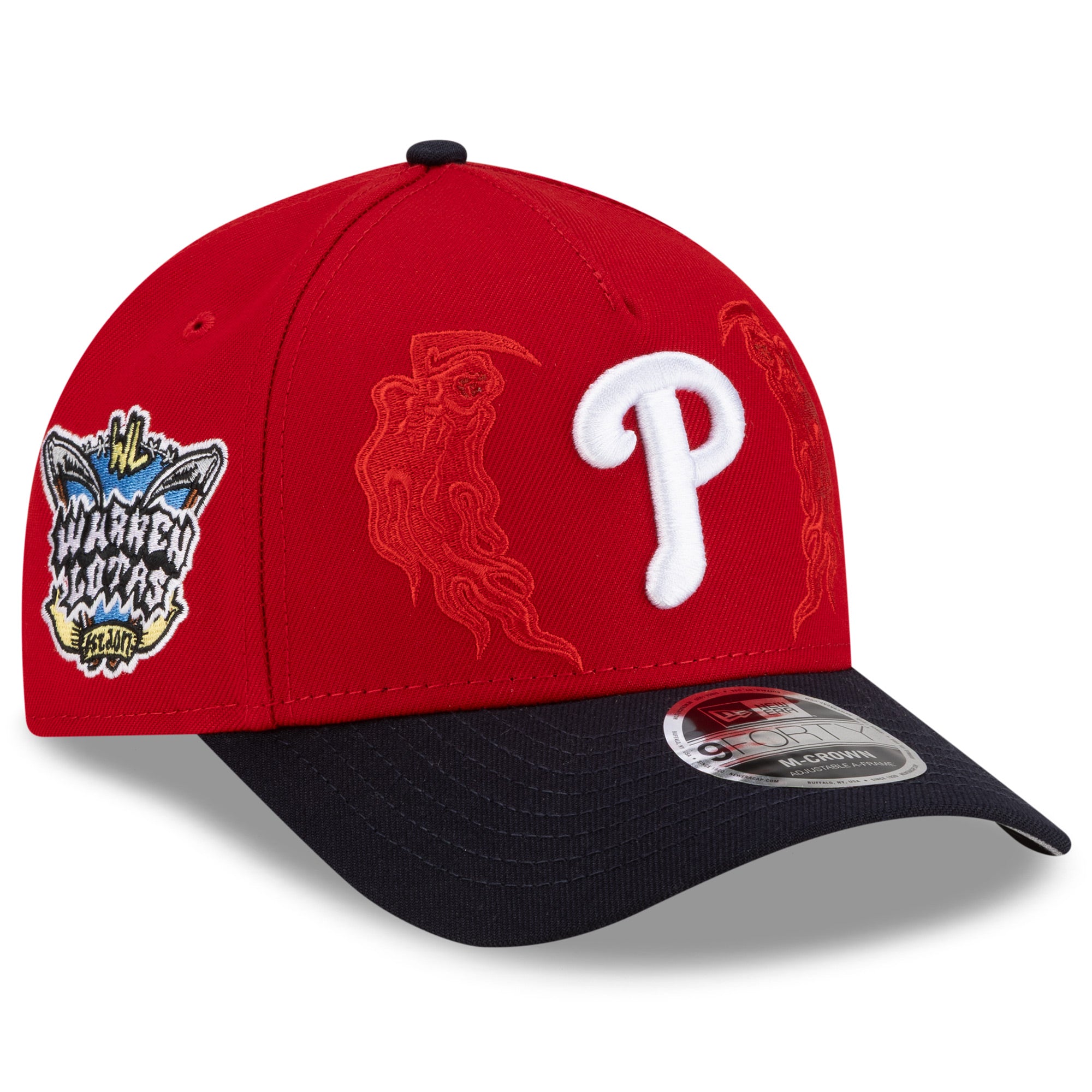 Men's New Era x Warren Lotas Red/Navy Philadelphia Phillies 9FORTY A-Frame M-Crown Adjustable Hat