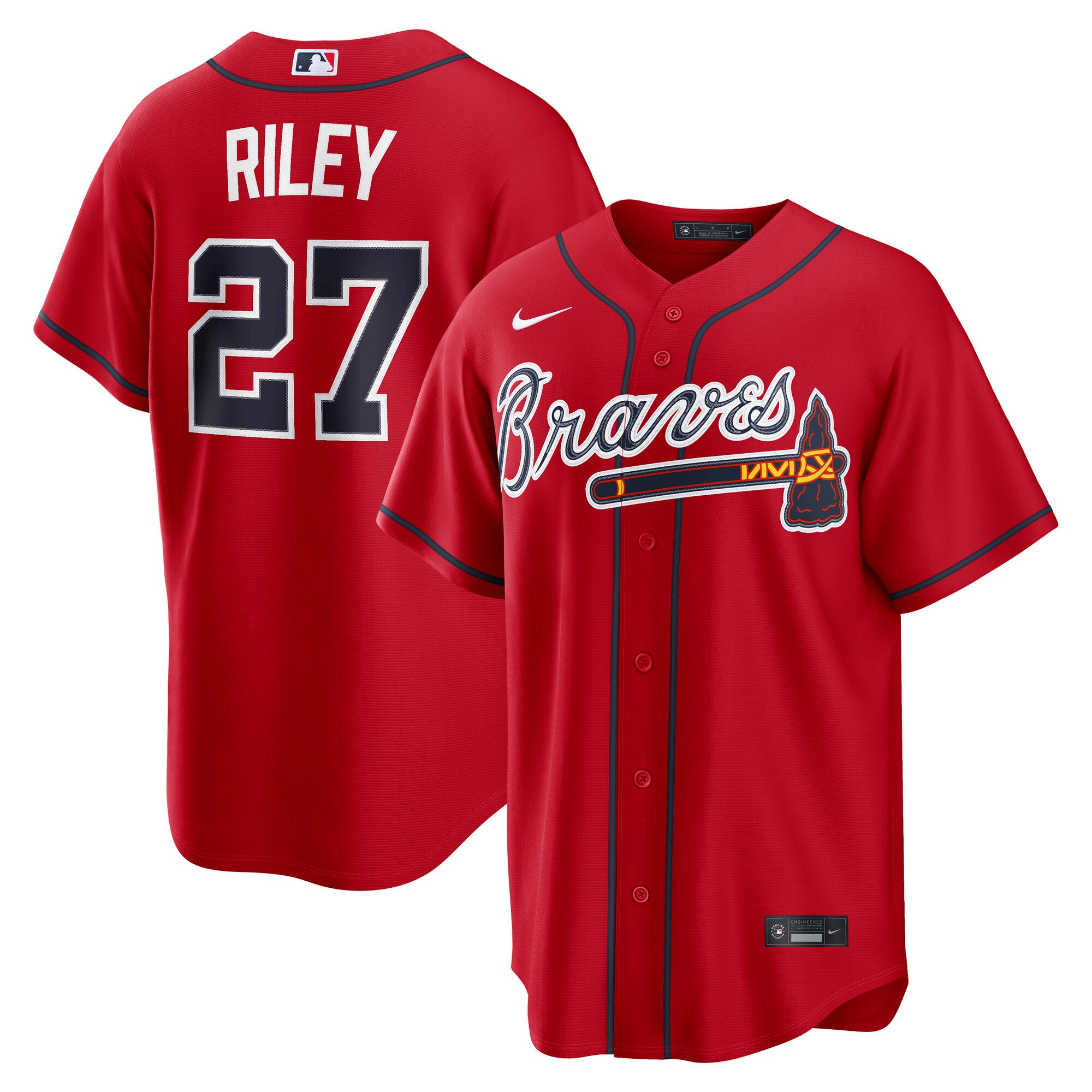 Men's Nike Austin Riley Red Atlanta Braves Alternate 2 Replica Jersey