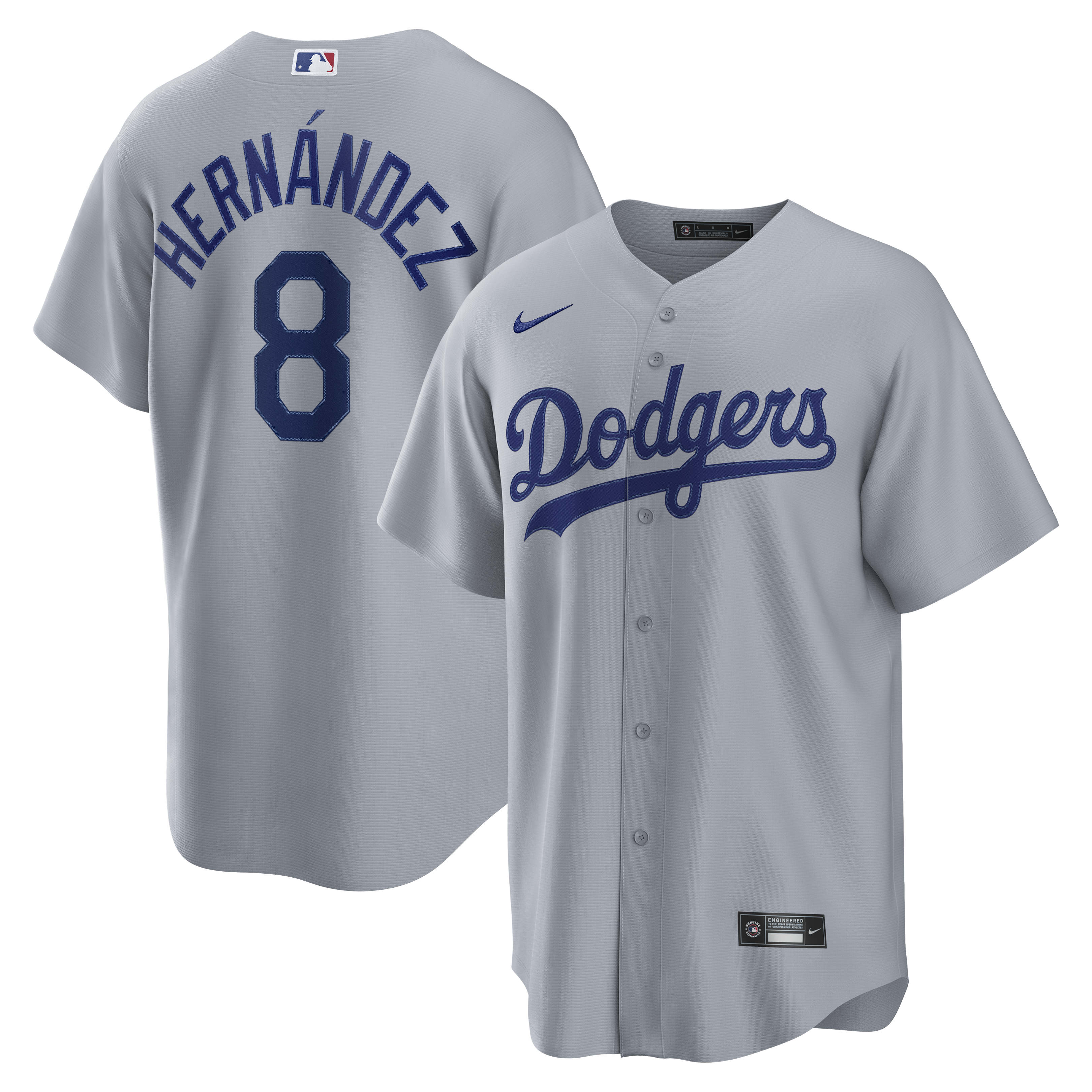 Men's Nike Enrique Hernández Gray Los Angeles Dodgers Road Replica Jersey