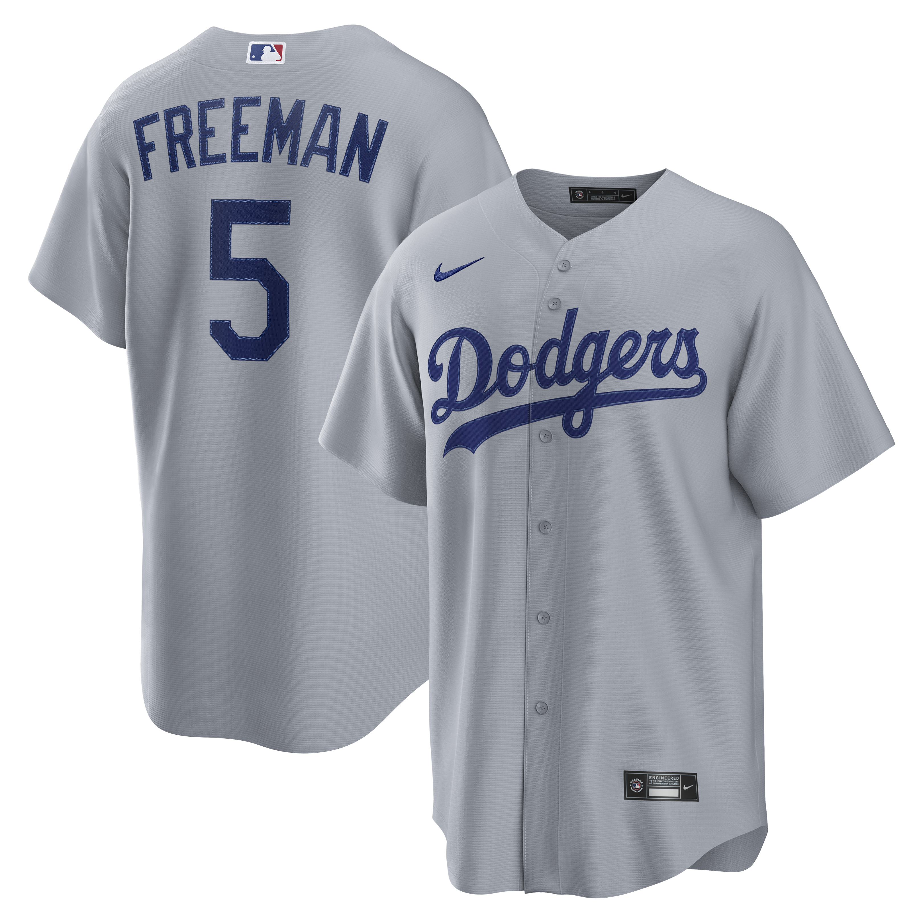 Men's Nike Freddie Freeman Gray Los Angeles Dodgers Road Replica Jersey