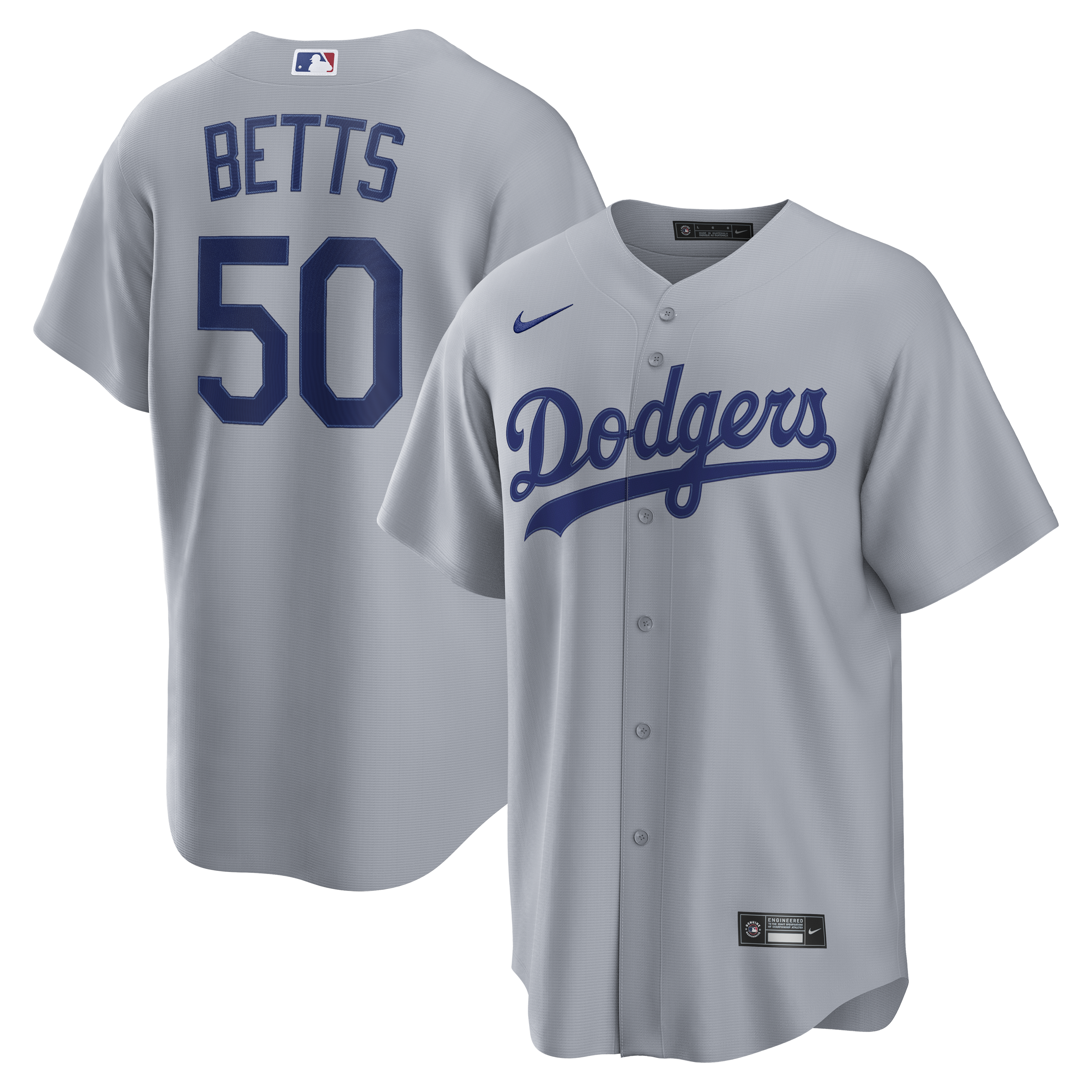 Men's Nike Mookie Betts Gray Los Angeles Dodgers Road Replica Jersey