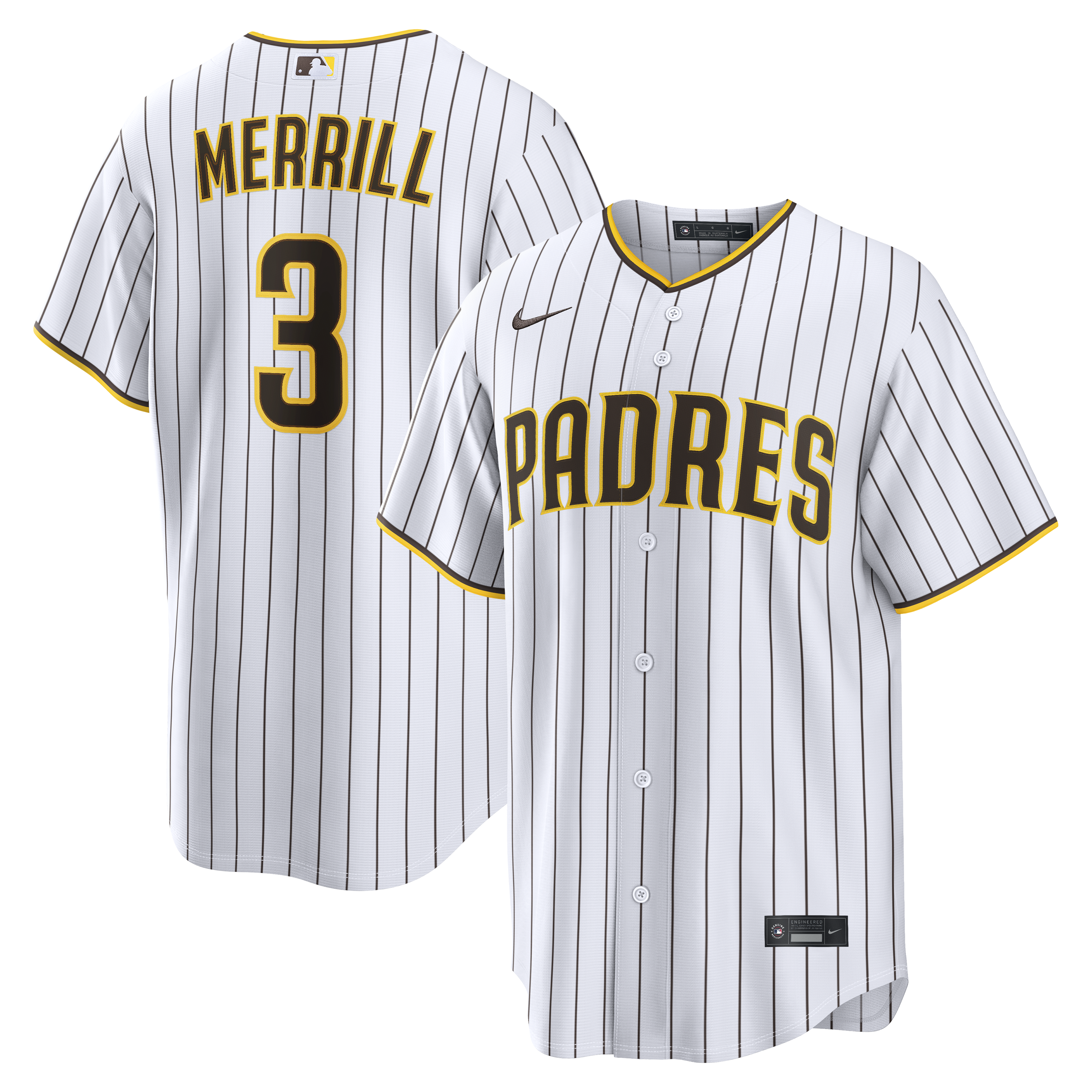 Men's Nike Jackson Merrill White San Diego Padres Home Replica Player Jersey