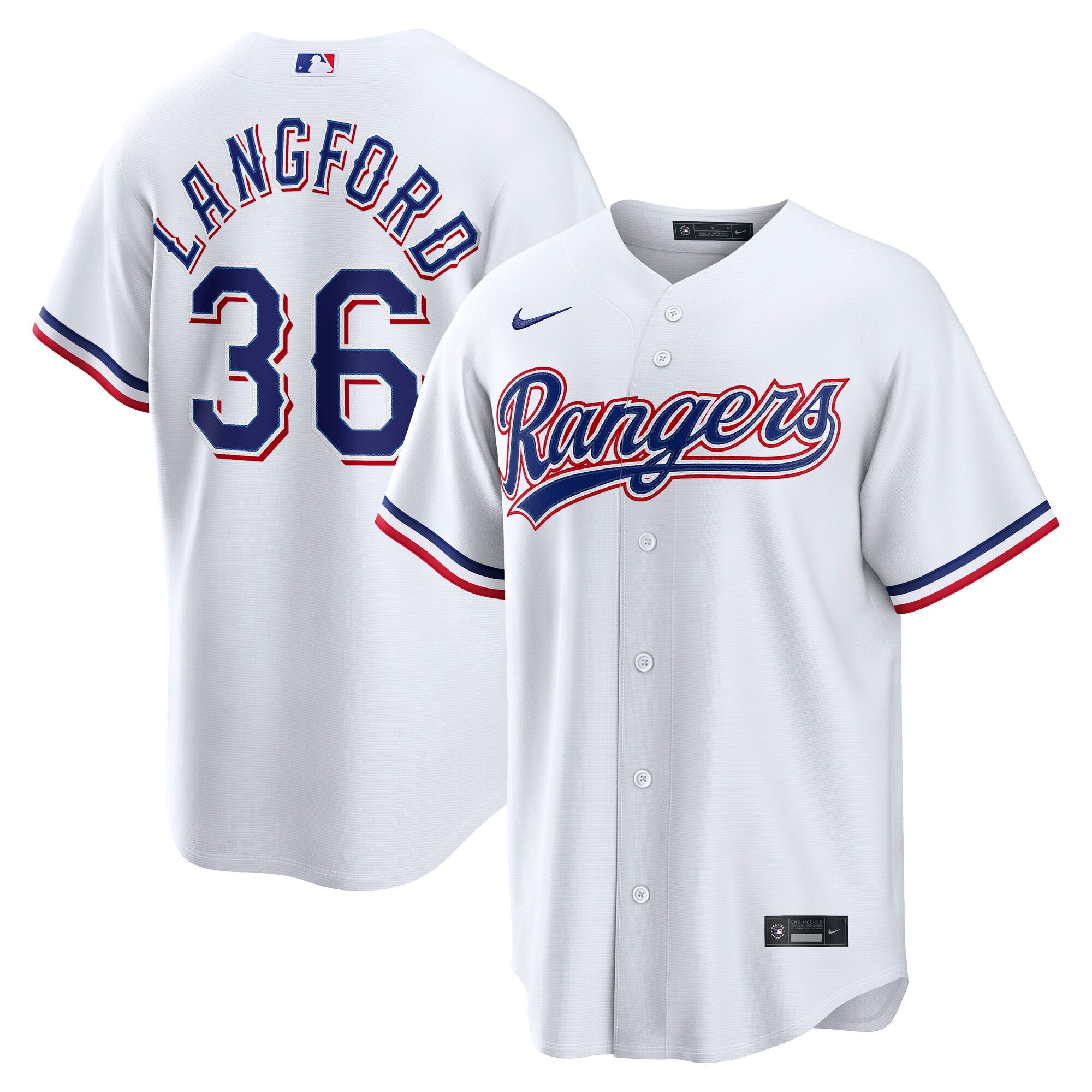 Men's Nike Wyatt Langford White Texas Rangers Home Replica Jersey