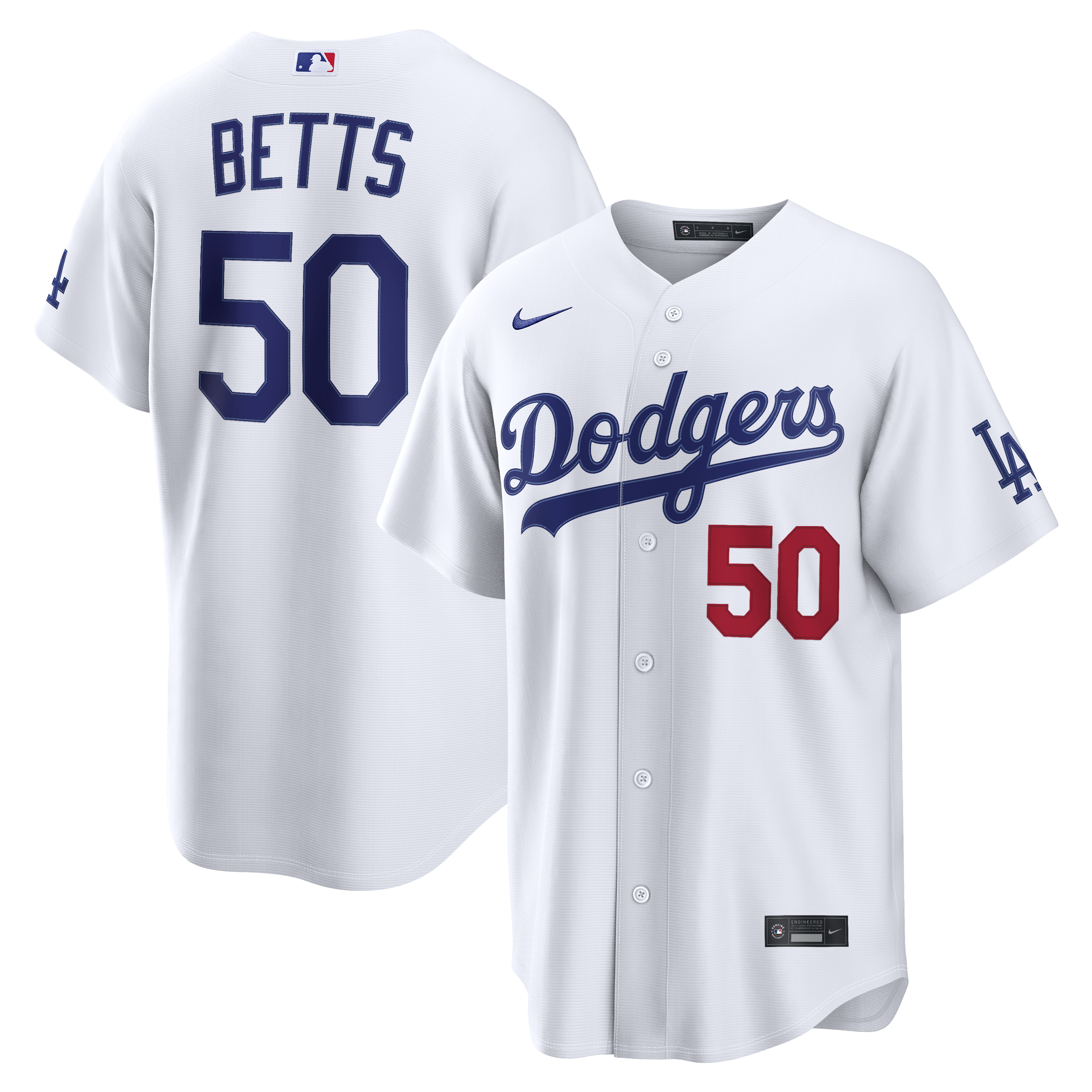 Men's Nike Mookie Betts White Los Angeles Dodgers Home Stadium Jersey
