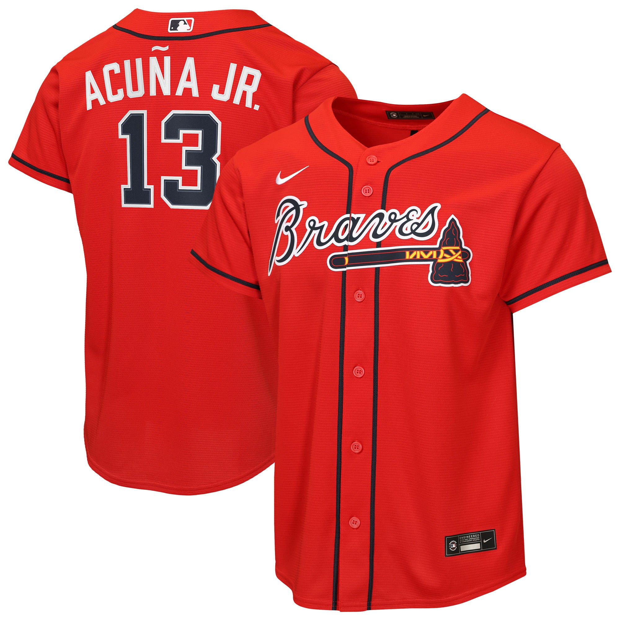 Youth Nike Ronald Acuña Jr. Red Atlanta Braves Alternate 2 Replica Jersey