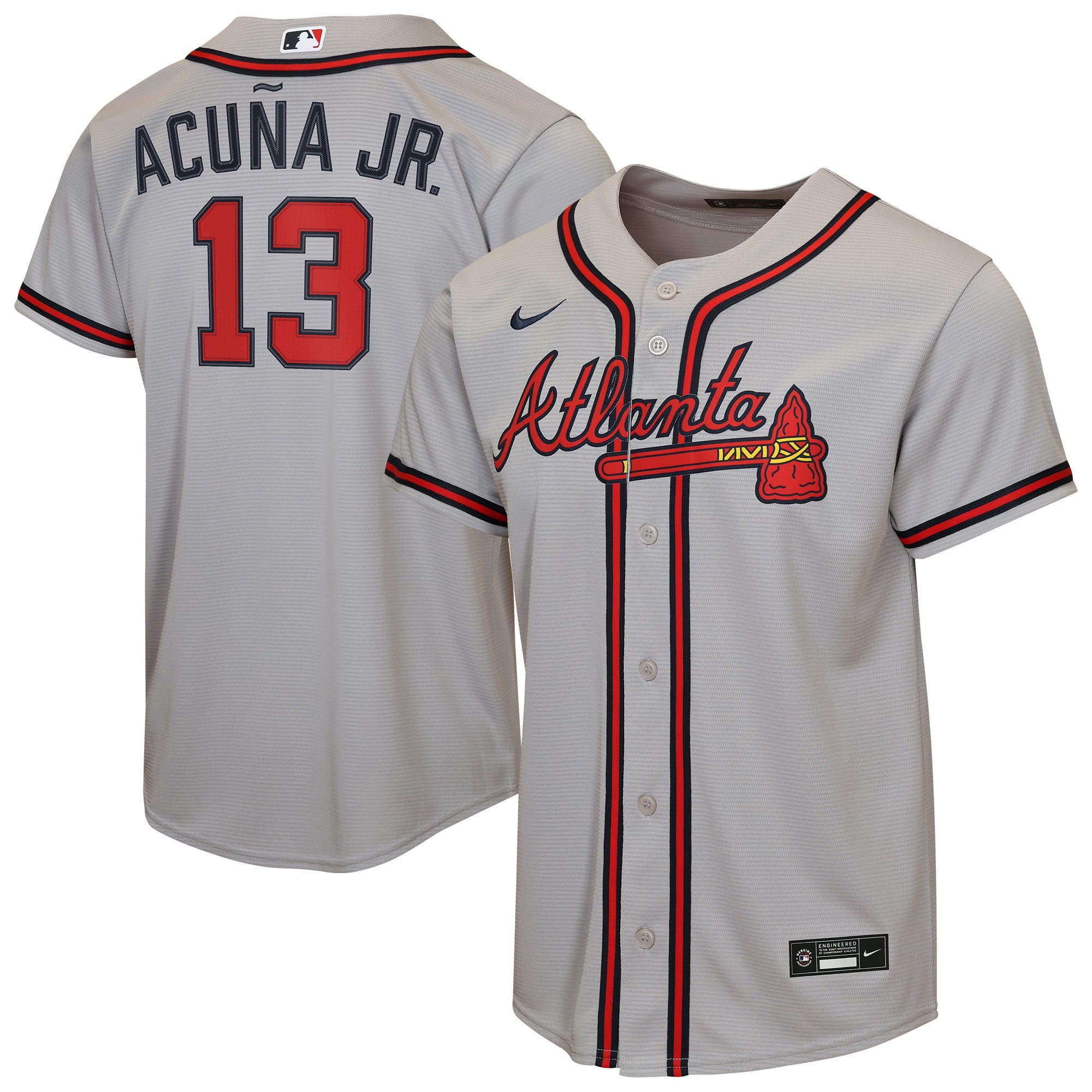 Youth Nike Ronald Acuña Jr. Gray Atlanta Braves Road Replica Jersey