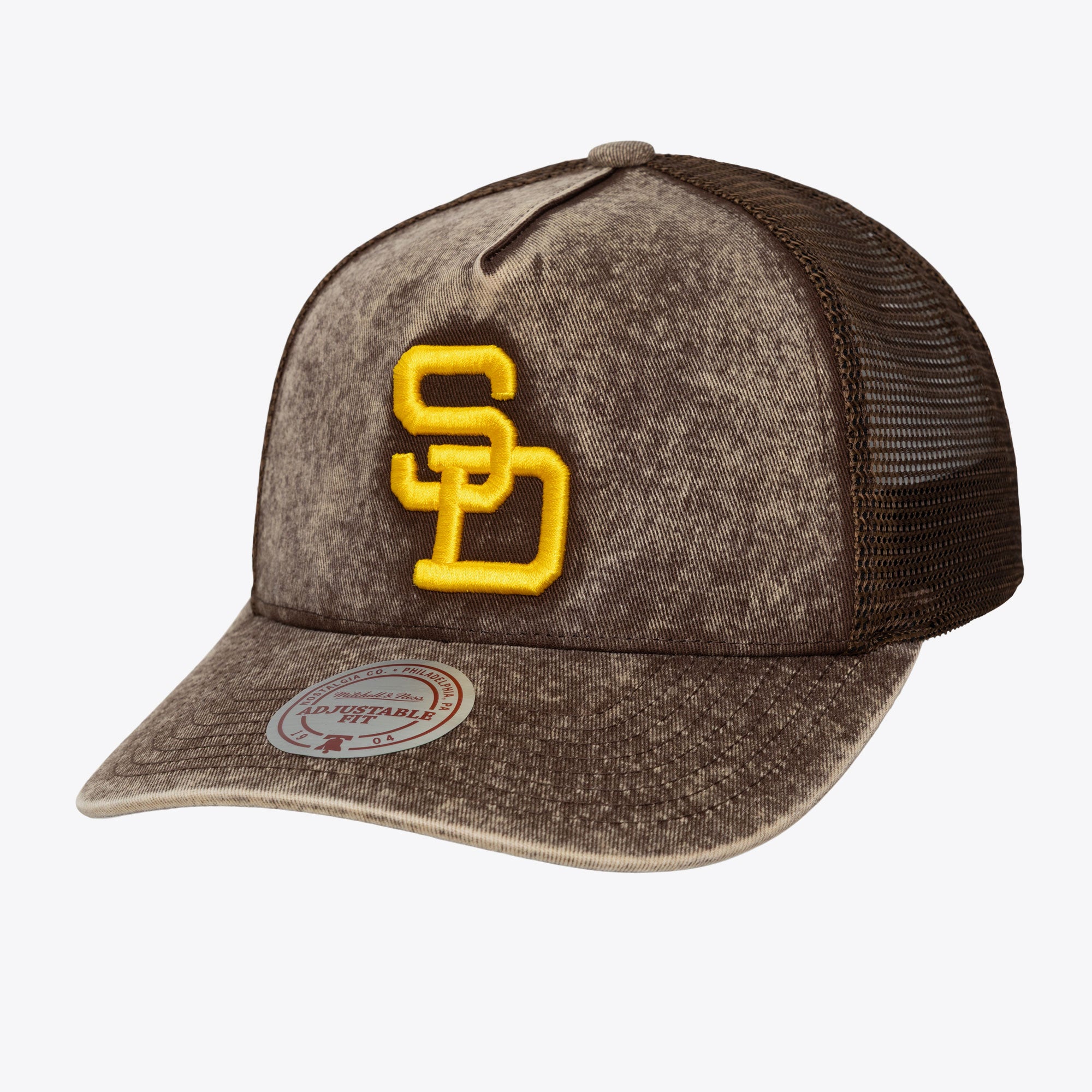 Unisex Mitchell & Ness  Brown San Diego Padres Cooperstown Gameday Adjustable Trucker Hat