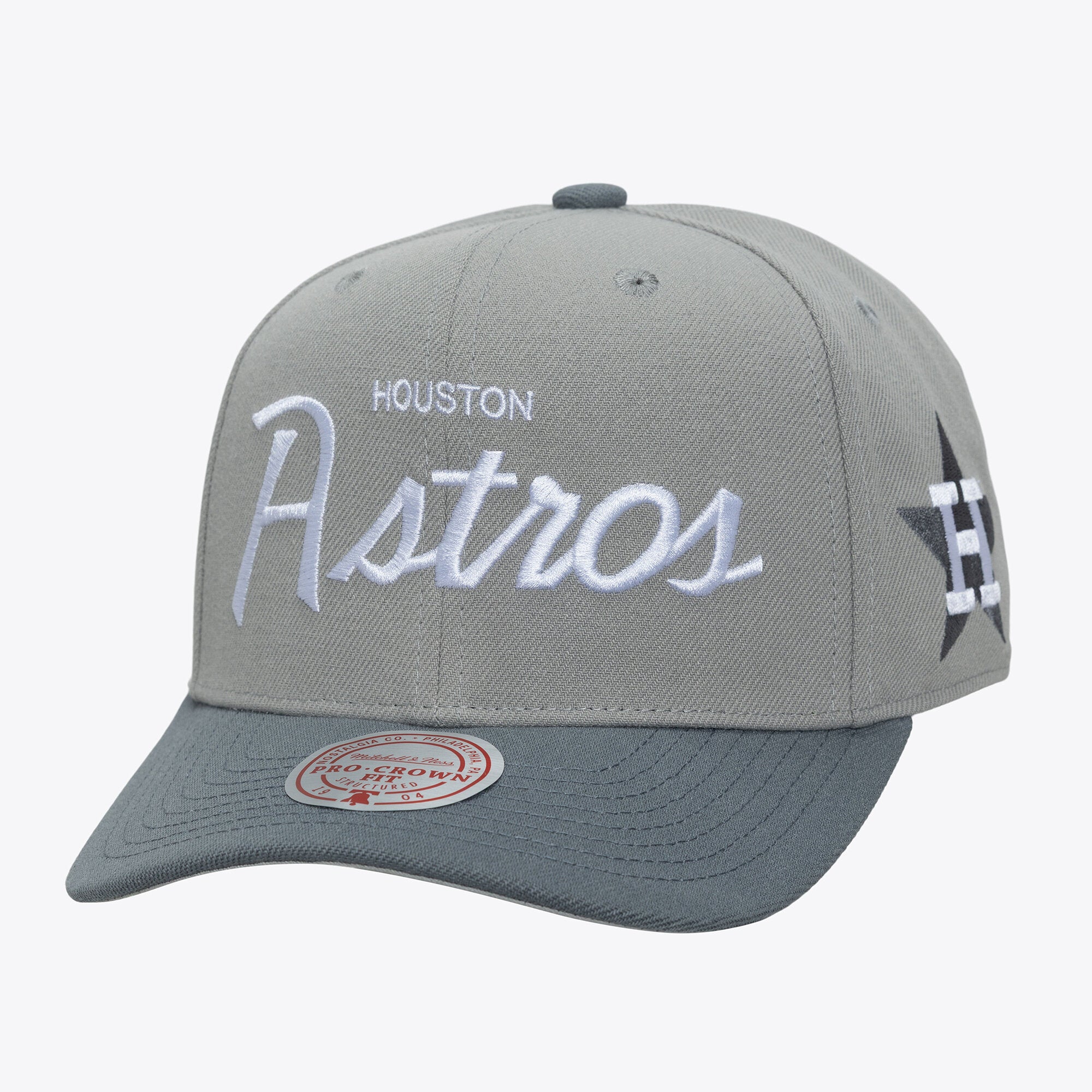 Men's Mitchell & Ness  Gray Houston Astros Cooperstown Thunderstorm Head Coach Pro-Crown Adjustable Hat