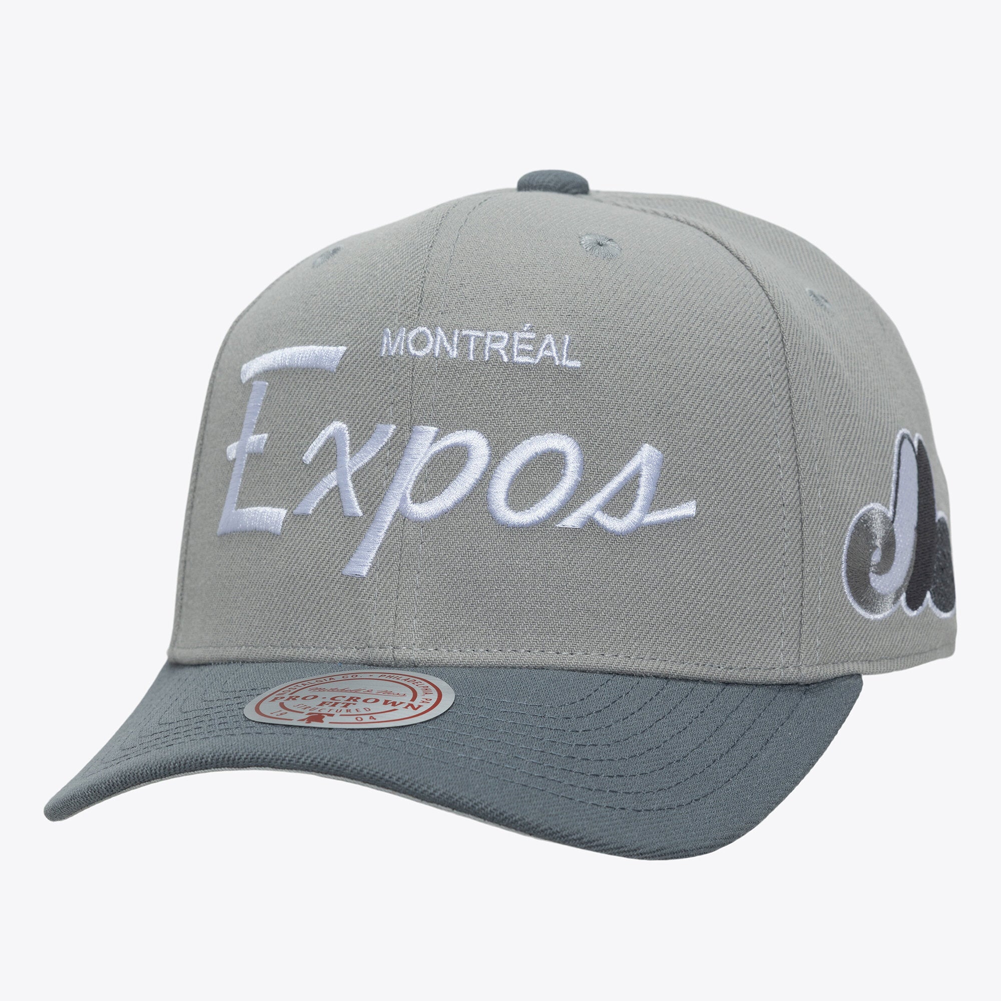 Men's Mitchell & Ness  Gray Montreal Expos Cooperstown Thunderstorm Head Coach Pro-Crown Adjustable Hat