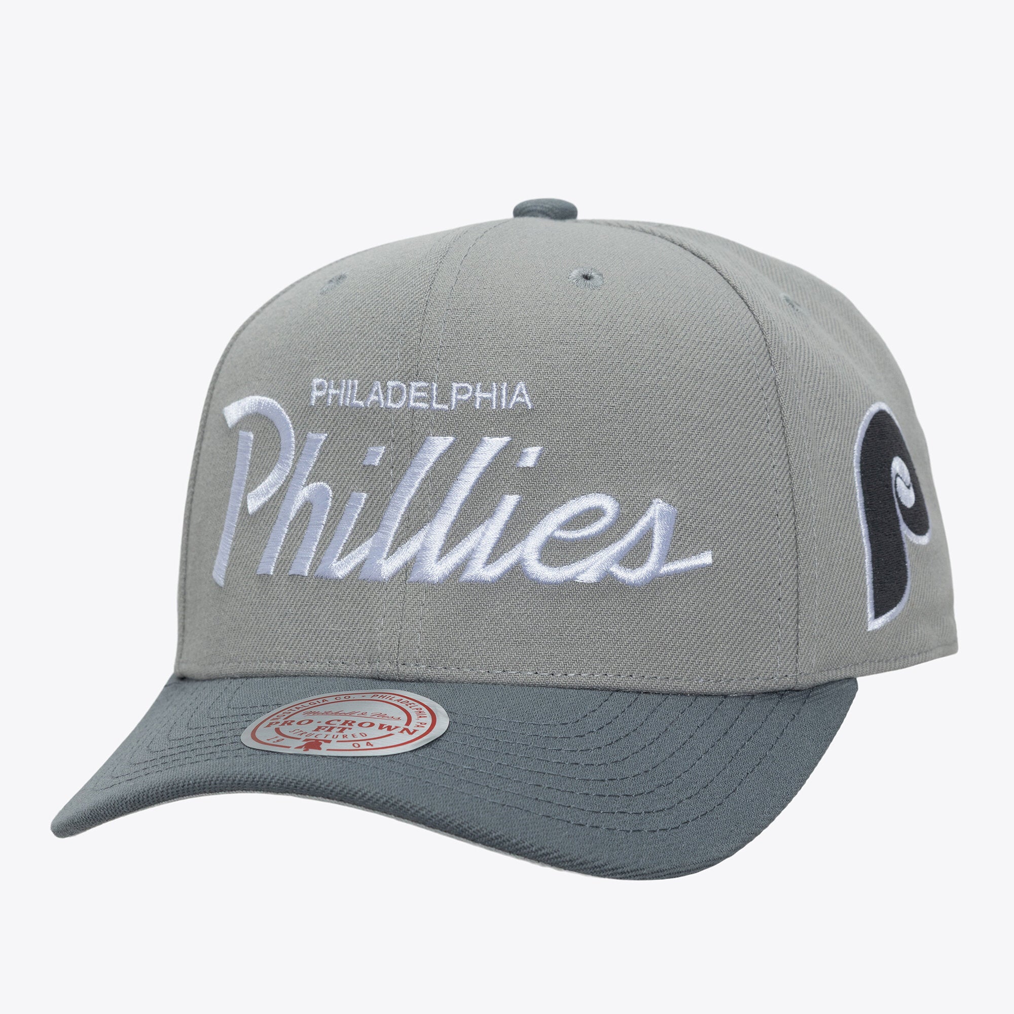 Men's Mitchell & Ness  Gray Philadelphia Phillies Cooperstown Thunderstorm Head Coach Pro-Crown Adjustable Hat