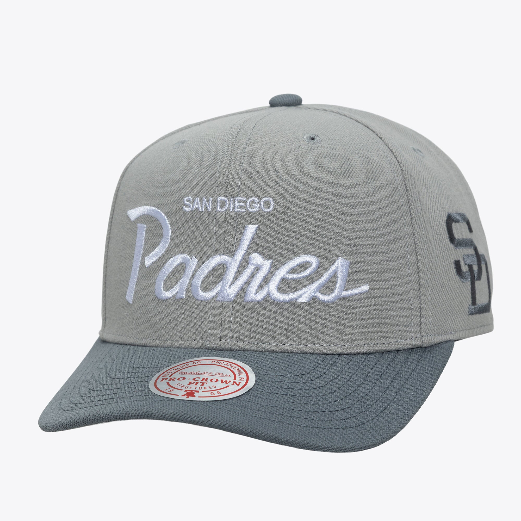 Men's Mitchell & Ness  Gray San Diego Padres Cooperstown Thunderstorm Head Coach Pro-Crown Adjustable Hat