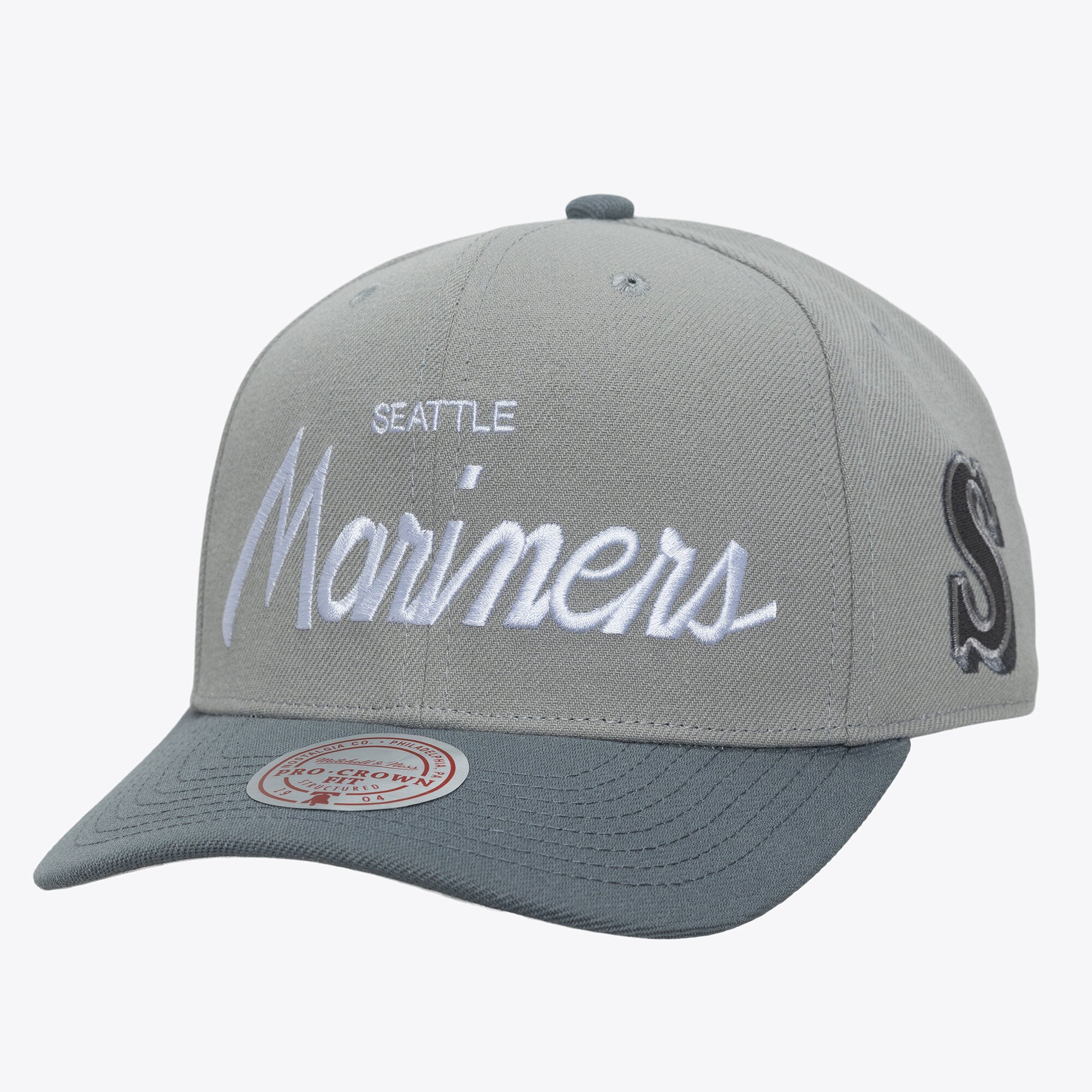 Men's Mitchell & Ness  Gray Seattle Mariners Cooperstown Thunderstorm Head Coach Pro-Crown Adjustable Hat
