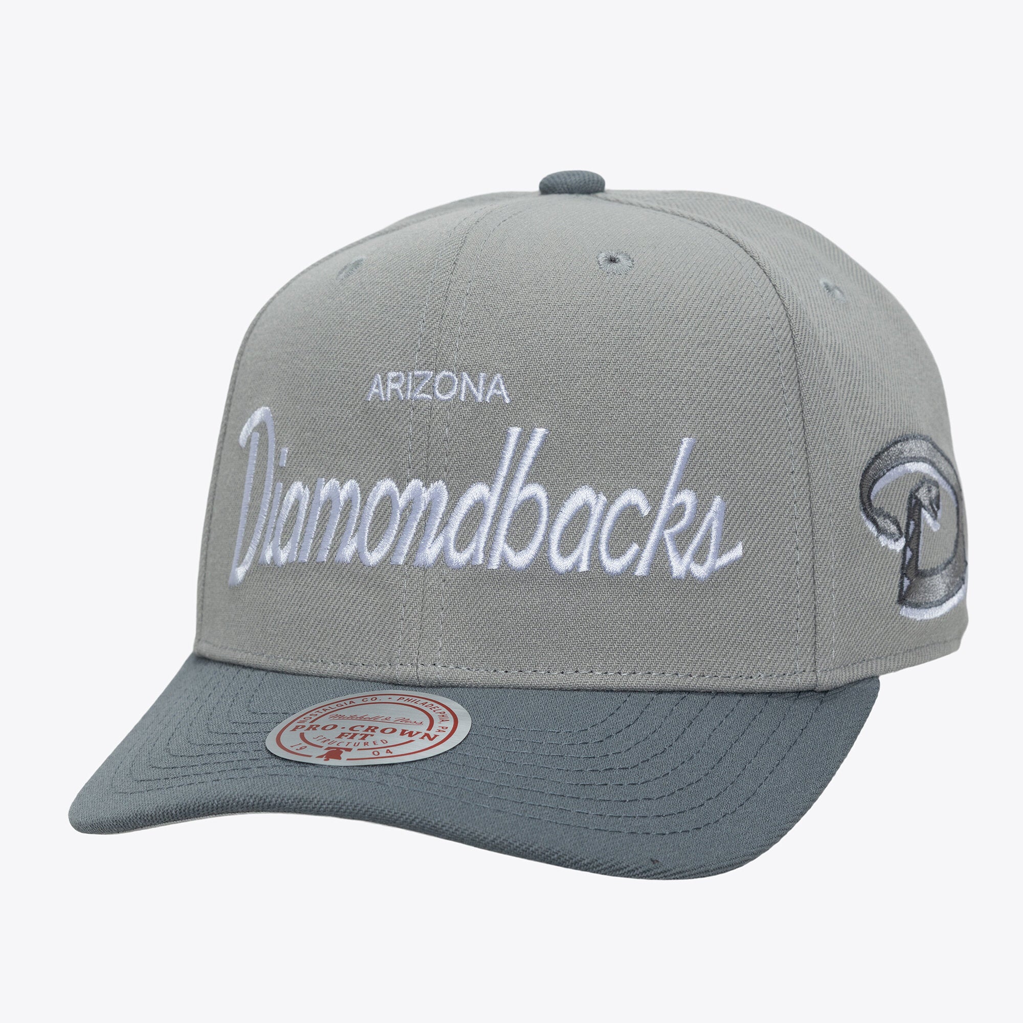 Men's Mitchell & Ness  Gray Arizona Diamondbacks Cooperstown Thunderstorm Head Coach Pro-Crown Adjustable Hat