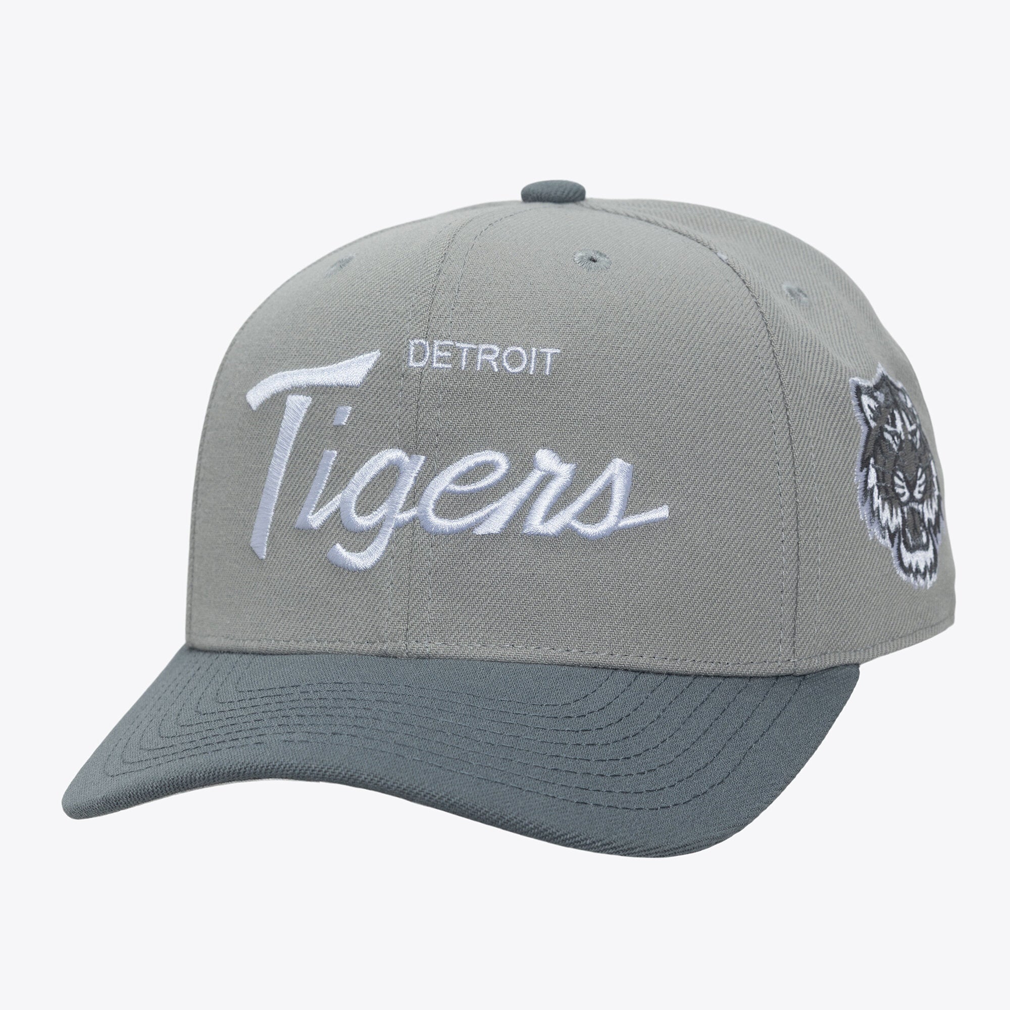 Men's Mitchell & Ness  Gray Detroit Tigers Thunderstorm Head Coach Pro-Crown Adjustable Hat