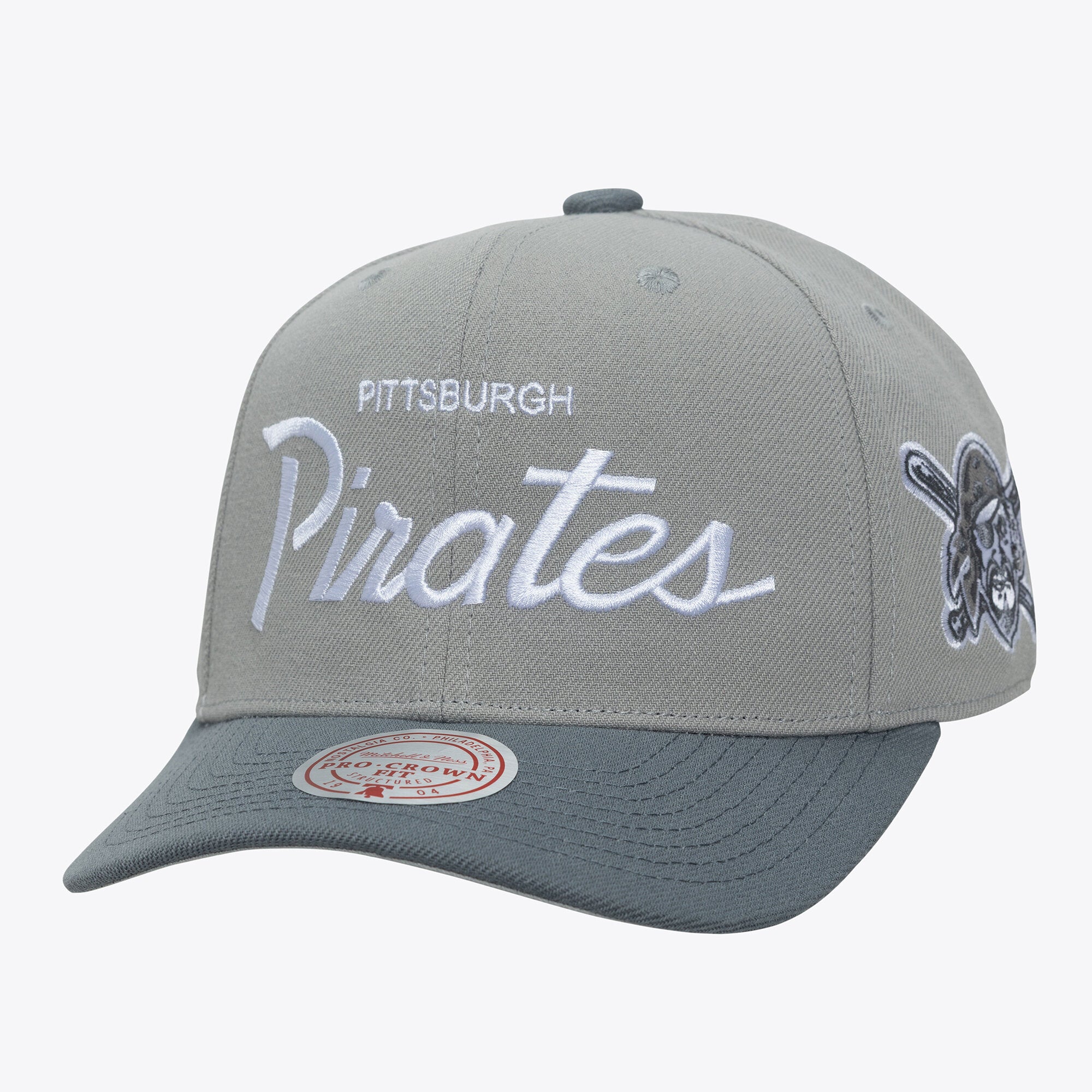 Men's Mitchell & Ness  Gray Pittsburgh Pirates Thunderstorm Head Coach Pro-Crown Adjustable Hat