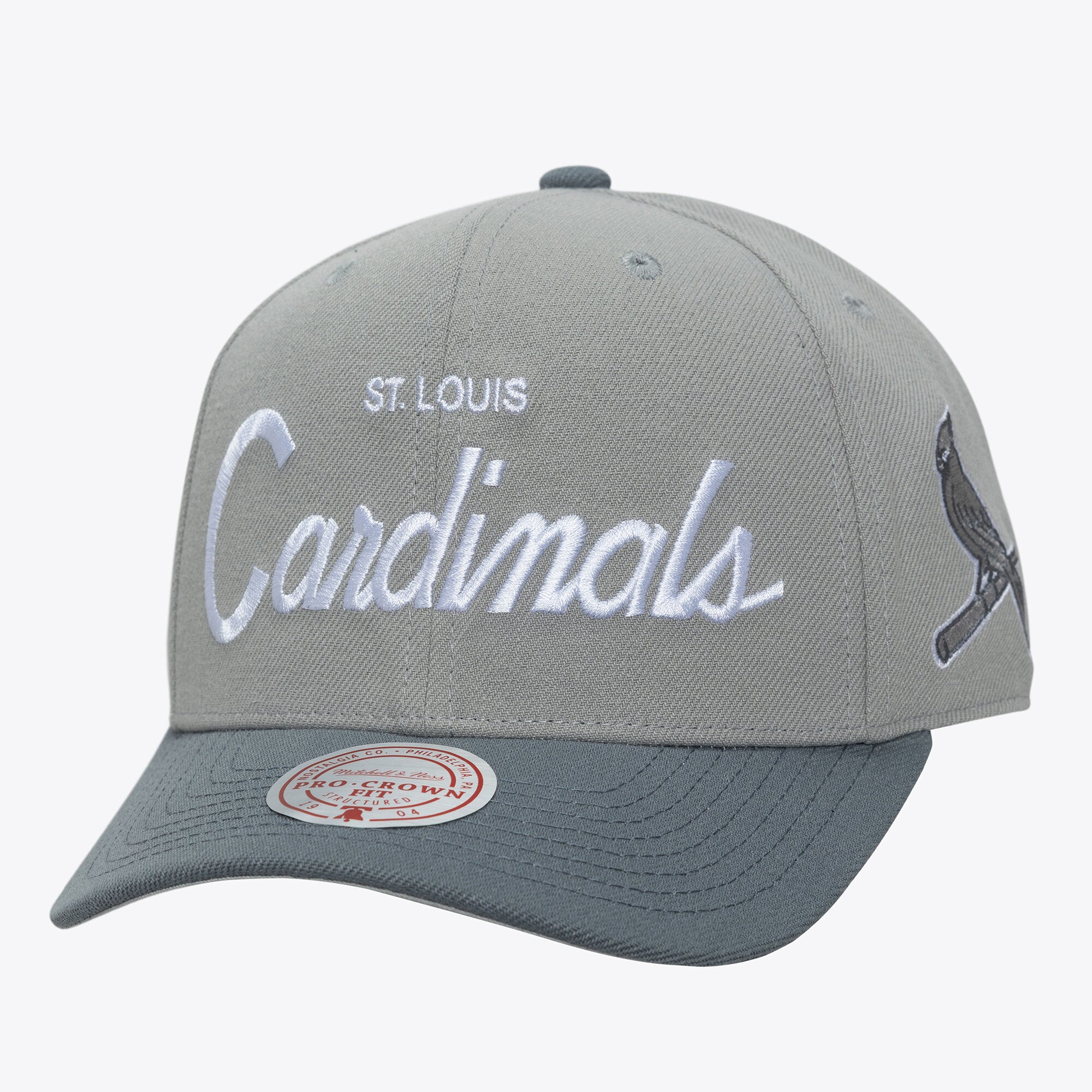 Men's Mitchell & Ness  Gray St. Louis Cardinals Thunderstorm Head Coach Pro-Crown Adjustable Hat